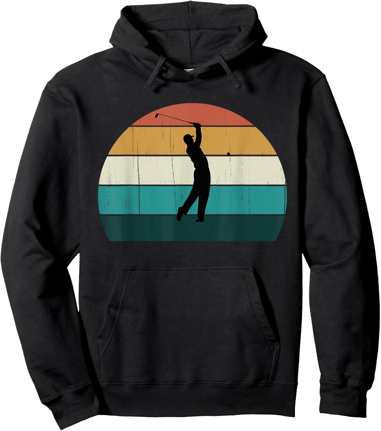Retro Golfer Swing: Vintage Sunset Playing Golf / Lover Gift Hoodie - Hoodie | Black