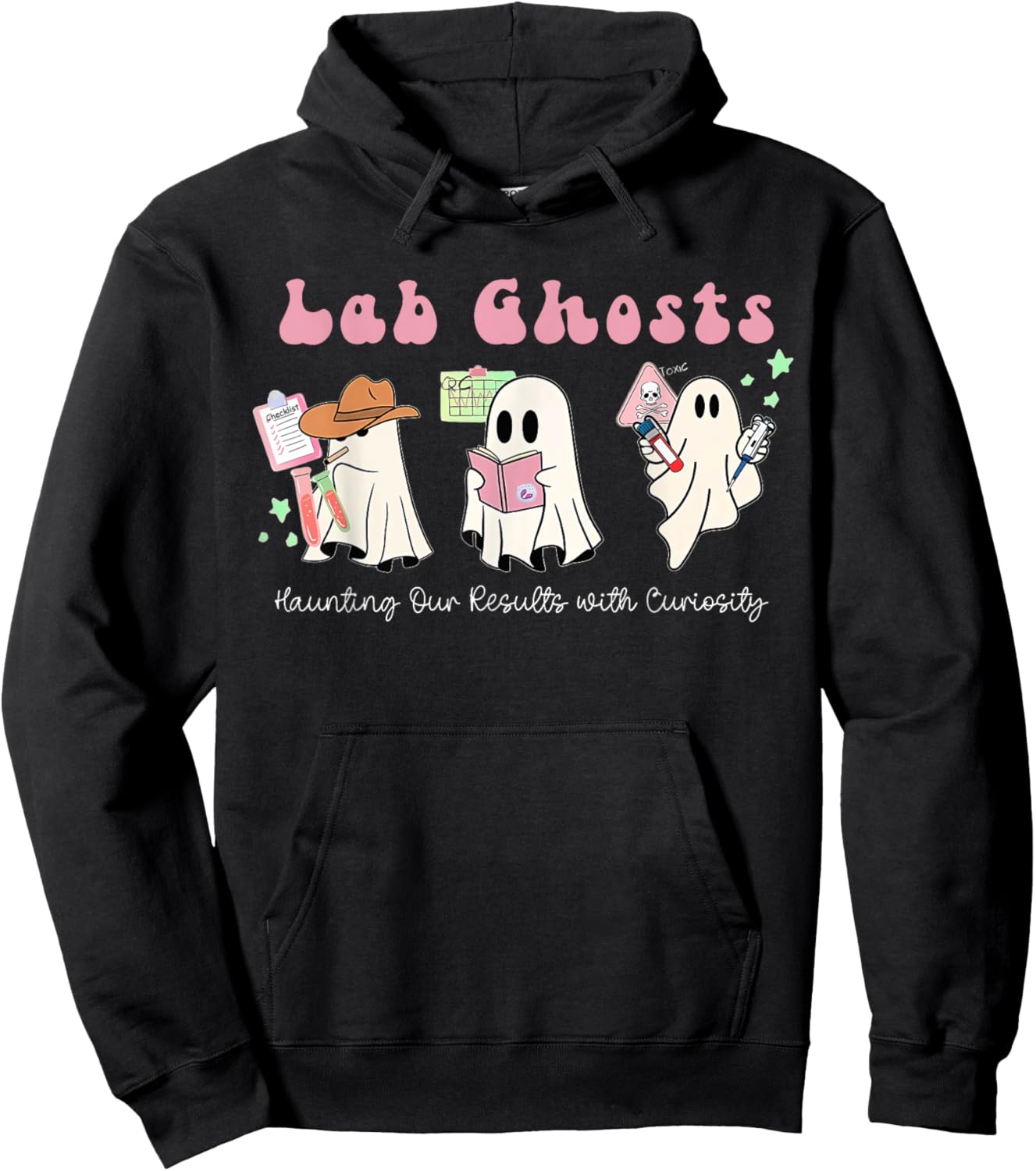 Halloween Costume Ghost Teacher Laboratory Lab Technologist Men Women Hoodie - Hoodie | Black