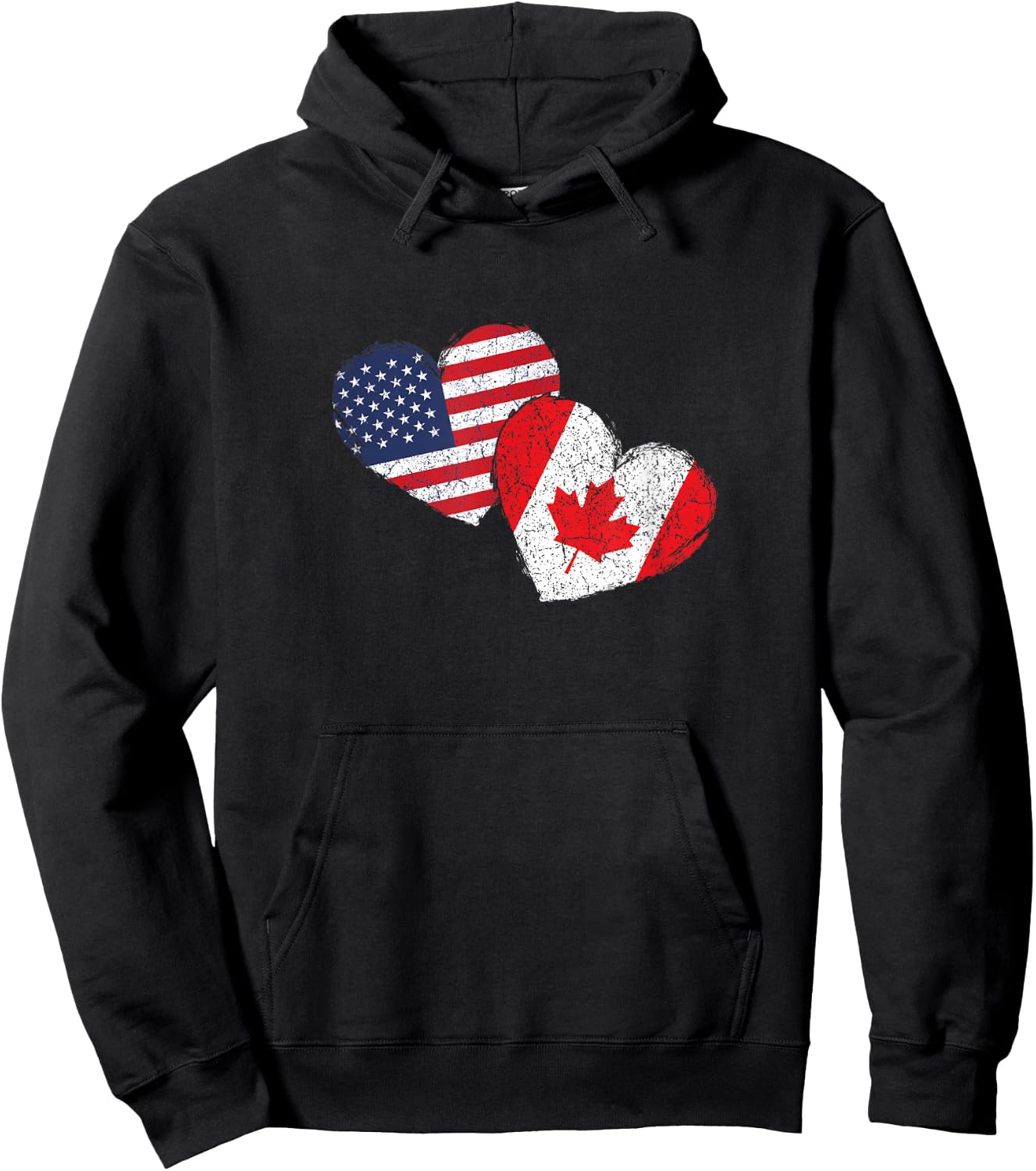 USA Canada Heart Country Flag American Canadian Hoodie - Hoodie | Black
