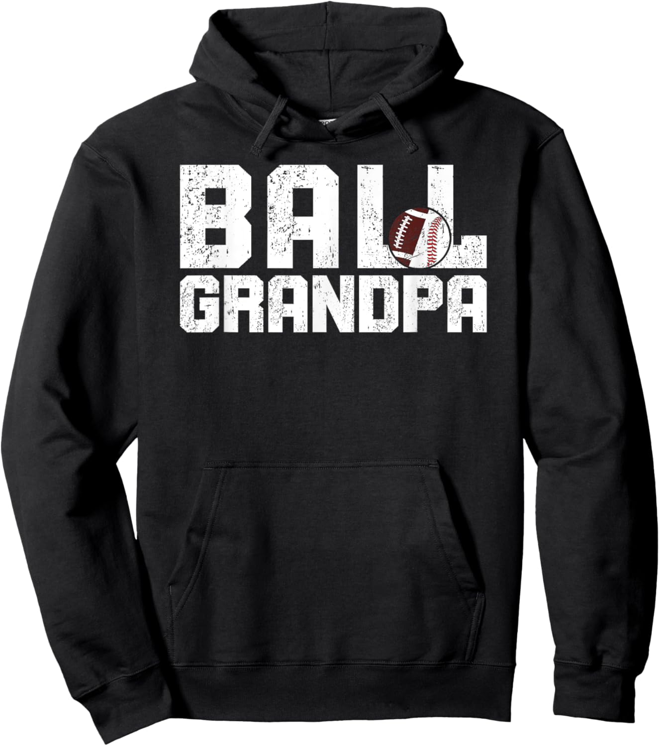 Ball Grandpa Proud Baseball Football Grandpa Hoodie - Hoodie | Black