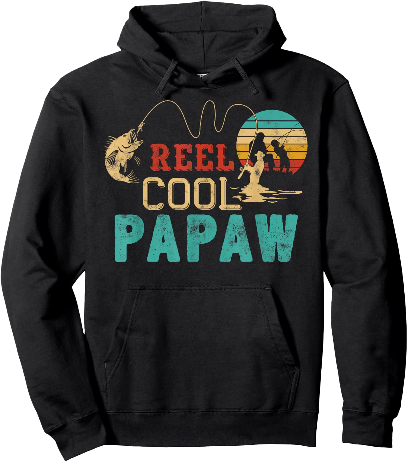 Fishing Reel Cool Papaw Father’s day gift Fisherman Papaw Hoodie - Hoodie | Black
