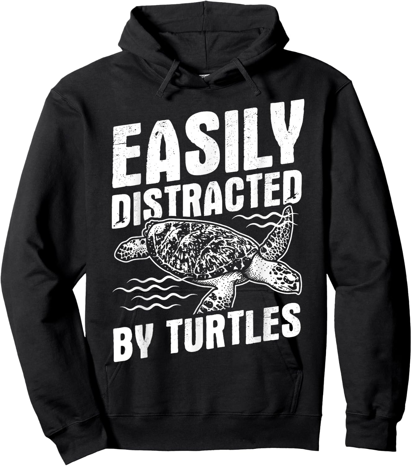 Funny Turtle Design Easily Distracted by Turtles Hoodie - Hoodie | Black
