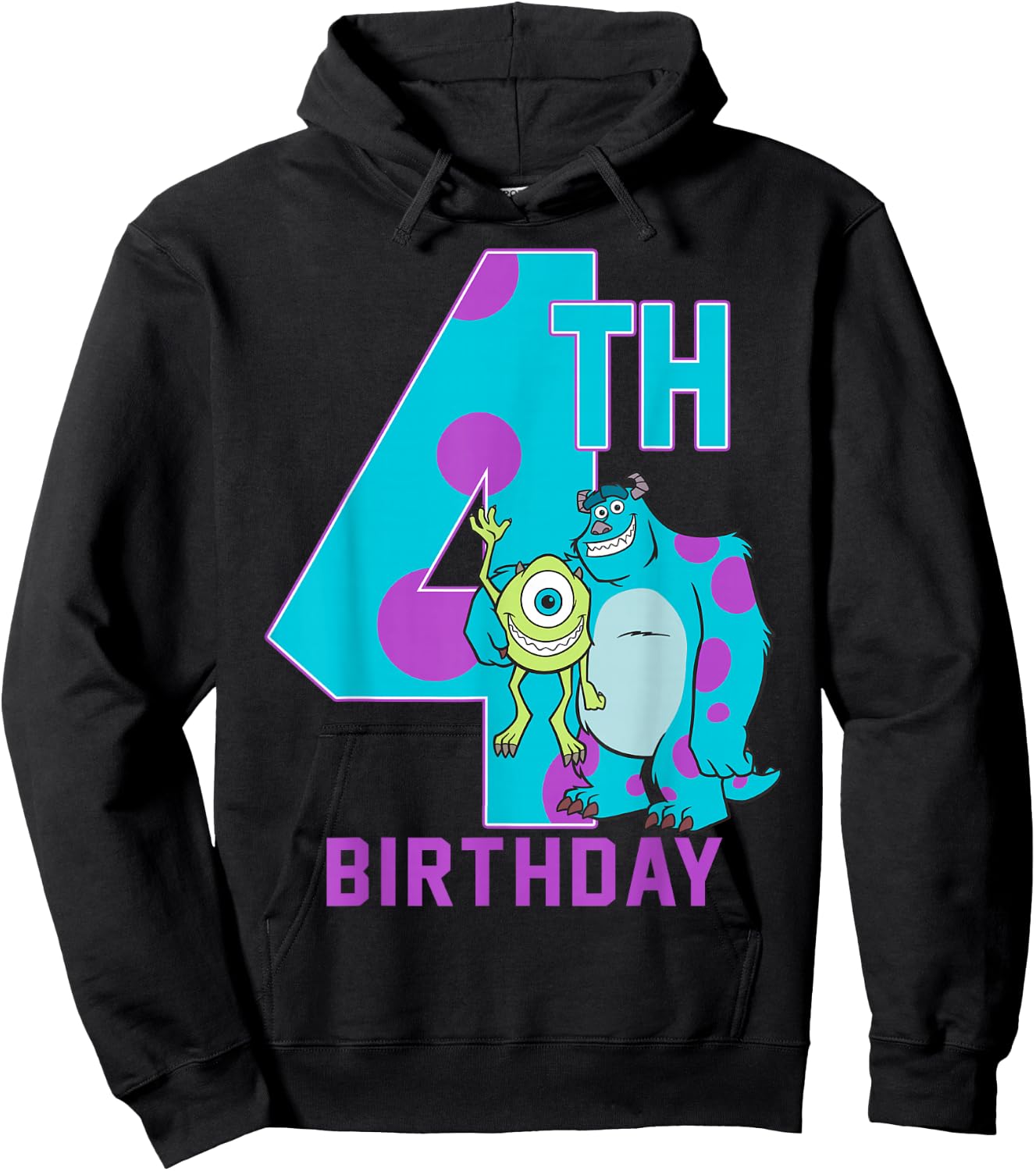 Disney Pixar Monsters Inc. Mike & Sully Happy 4th Birthday Hoodie - Hoodie | Black