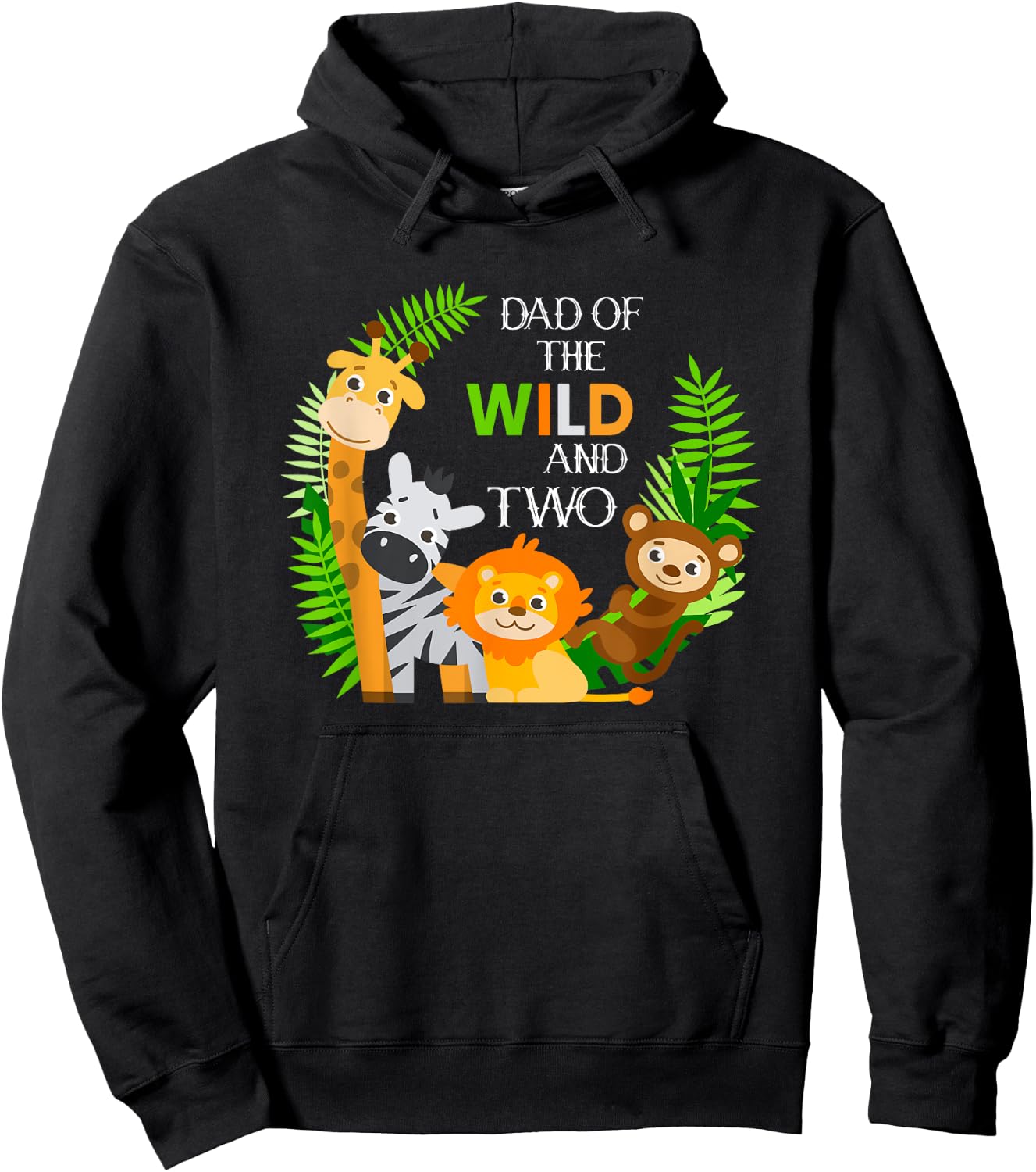 Dad Of The Wild And Two Zoo Theme Bday Party Cute Zoo Staff Hoodie - Hoodie | Black