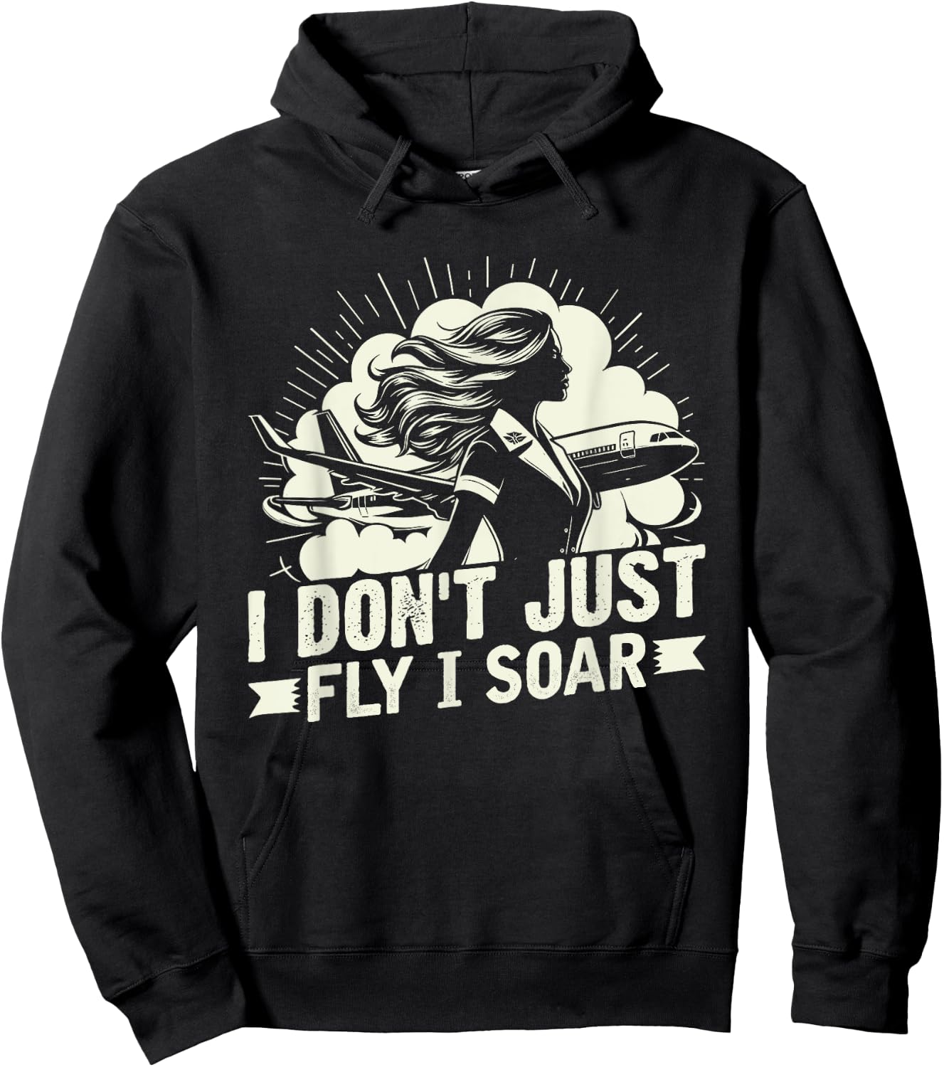 I dont just fly i soar Flight Attendant Hoodie - Hoodie | Black
