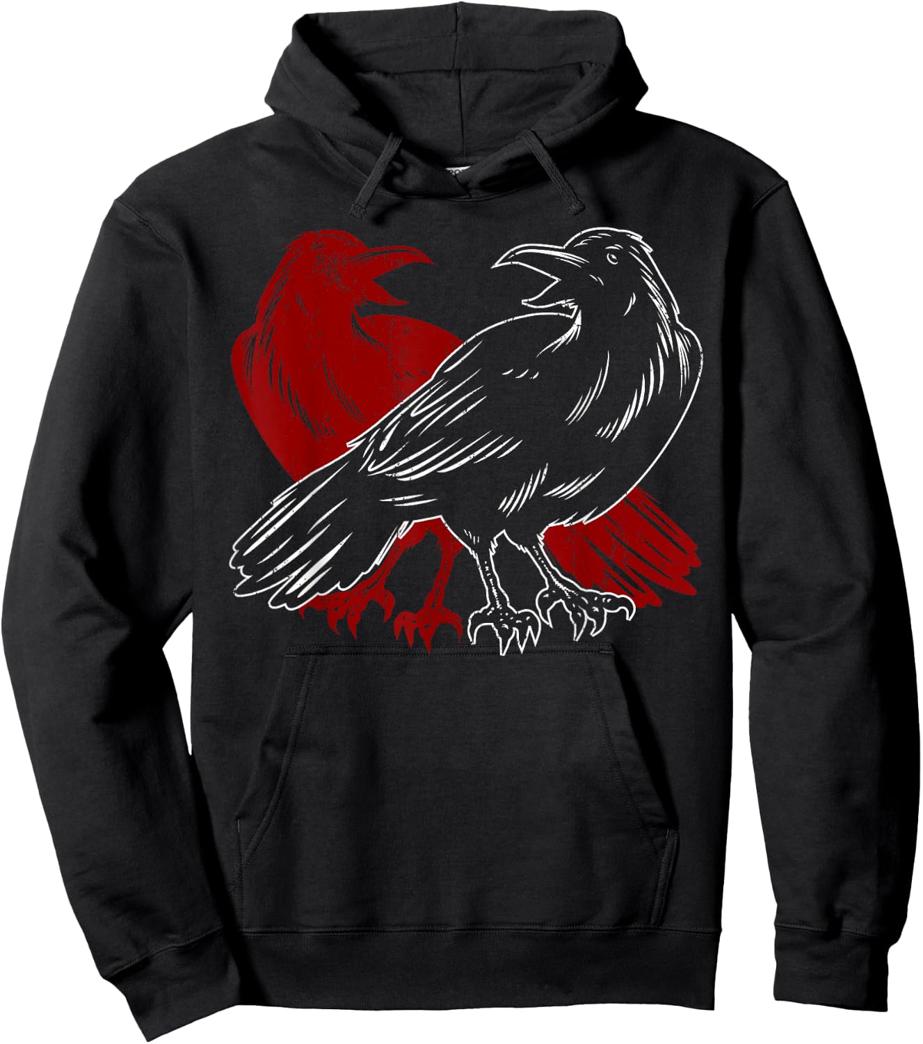 Red Raven Spooky Gothic Animal Forest Bird Black Crow Hoodie - Hoodie | Black