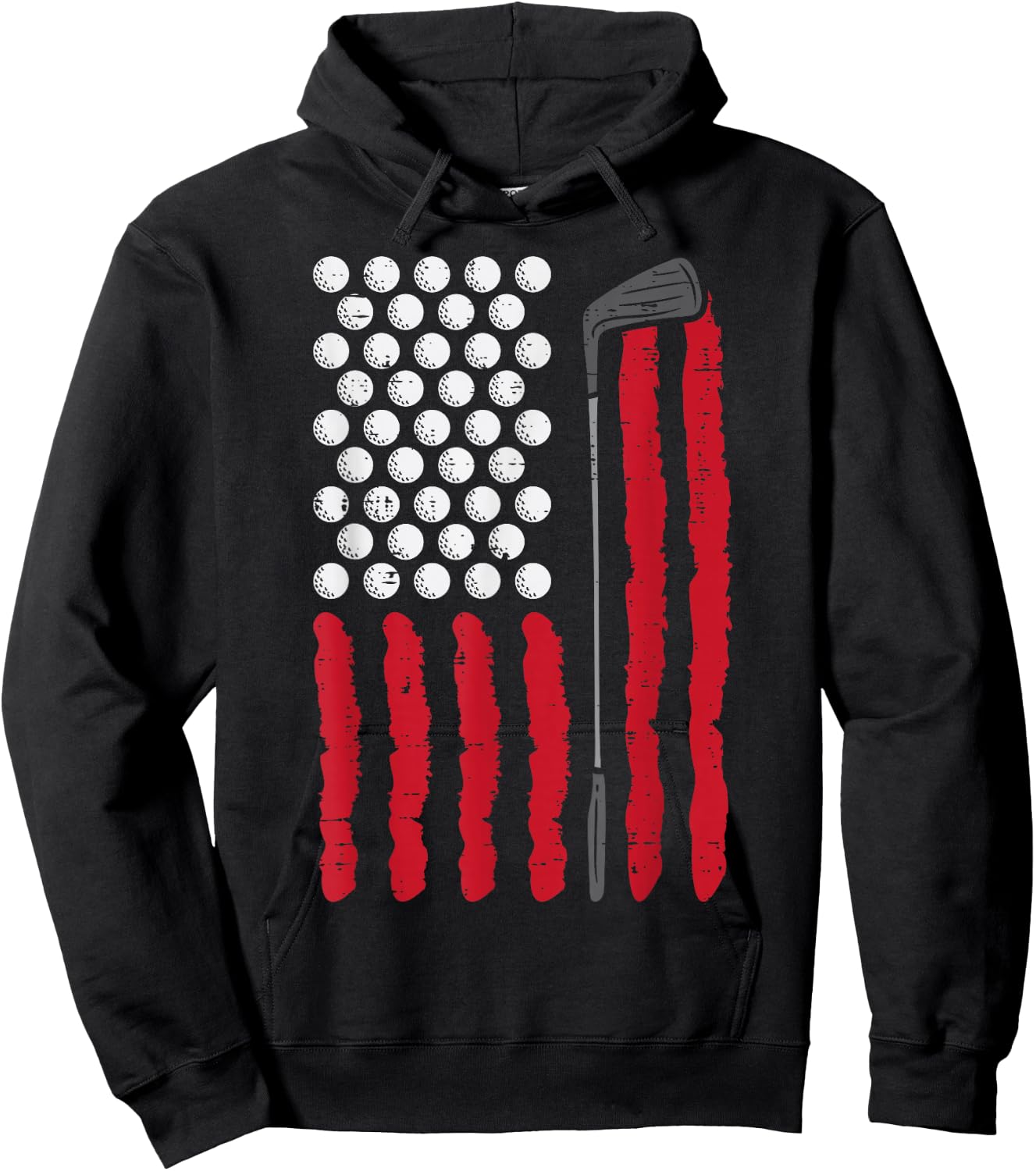 American Flag Golf Balls And Club Vintage Golfing Golfer Hoodie - Hoodie | Black