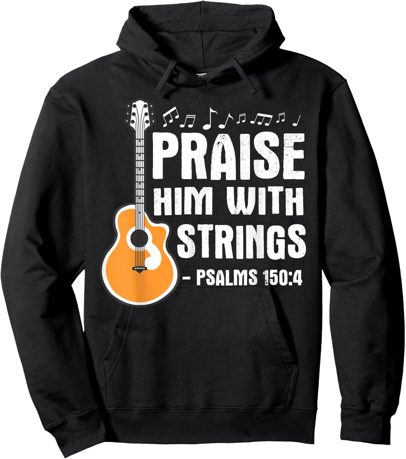 Praise Him With Strings Christian Musician Worship Leader Hoodie - Hoodie | Black