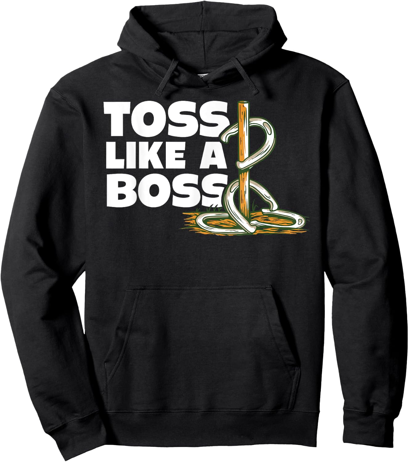 Horseshoe pitching toss like boss horseshoe throwing design Hoodie - Hoodie | Black