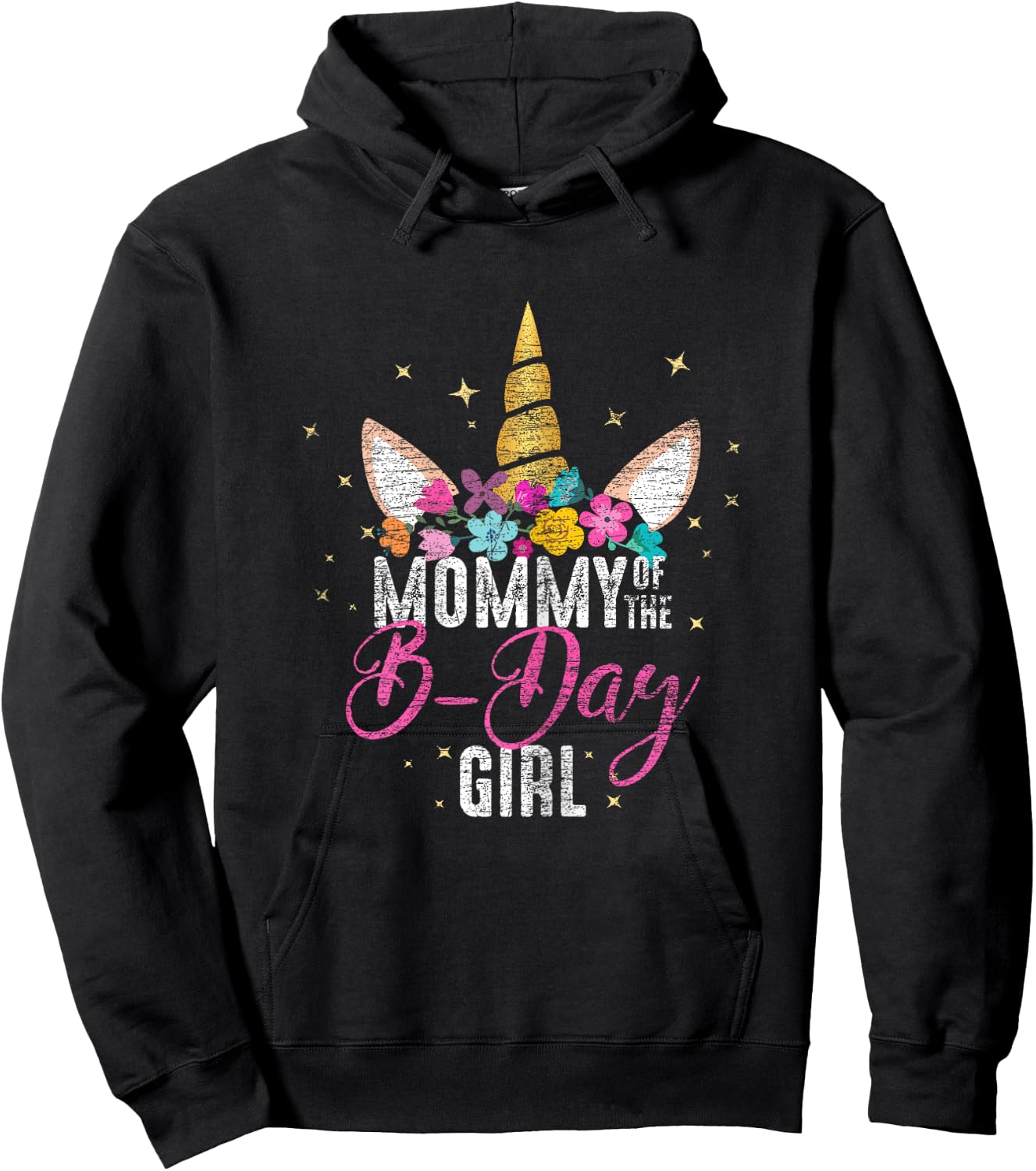 Mommy Of The B Day Girl Mother Gifts Unicorn Birthday Hoodie - Hoodie | Black