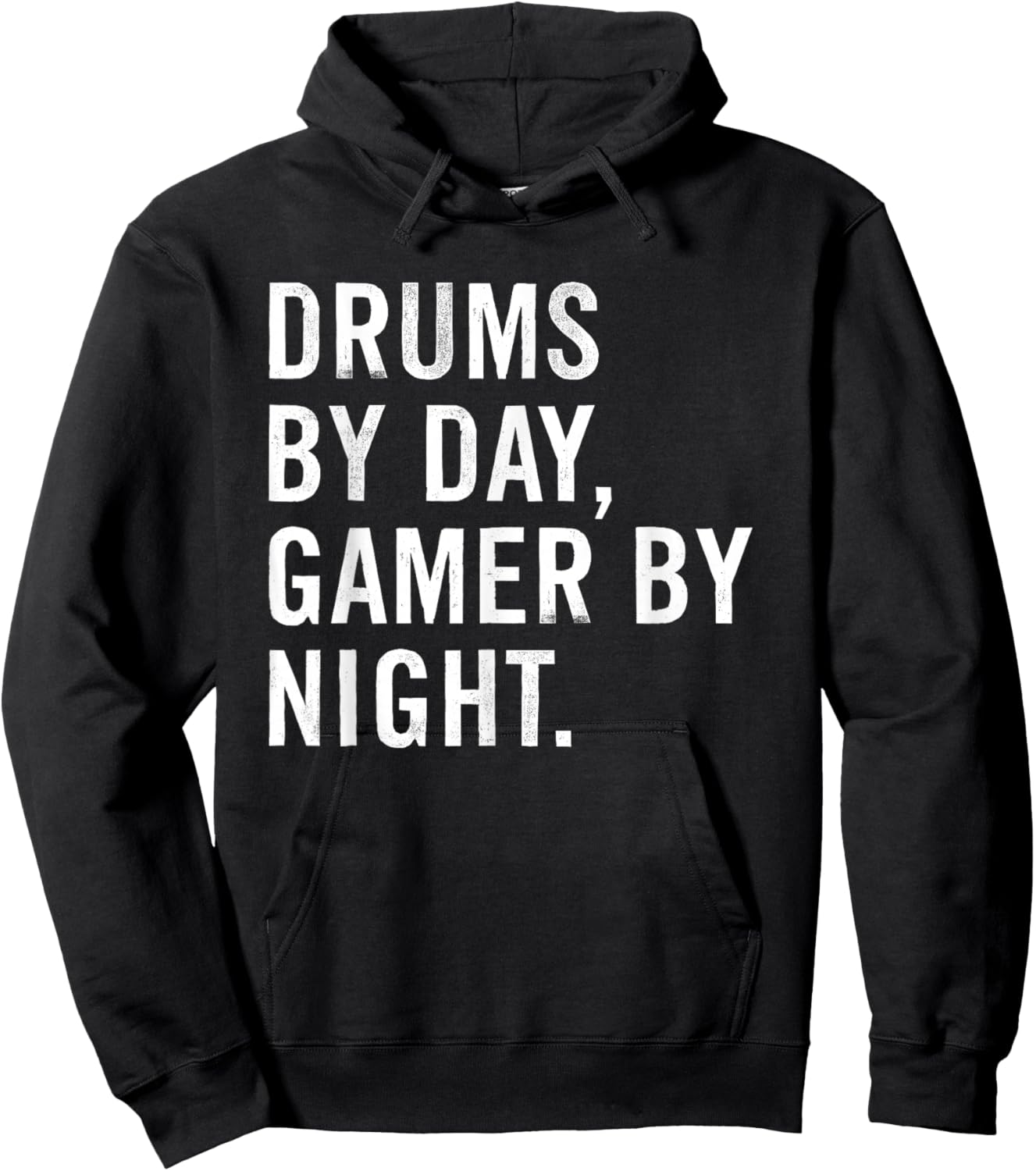 Funny Drums Musician Typography Gifts Drums By Day Gamer By Night Black Short Sleeve Hoodie - Hoodie | Black