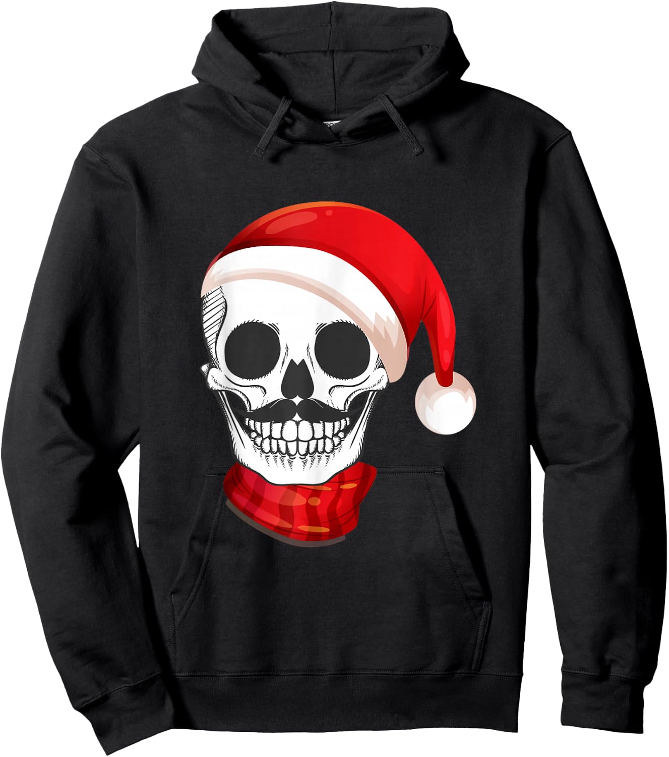 Santa Hat Funny Skull Calavera Navidad Christmas Season Hoodie - Hoodie | Black
