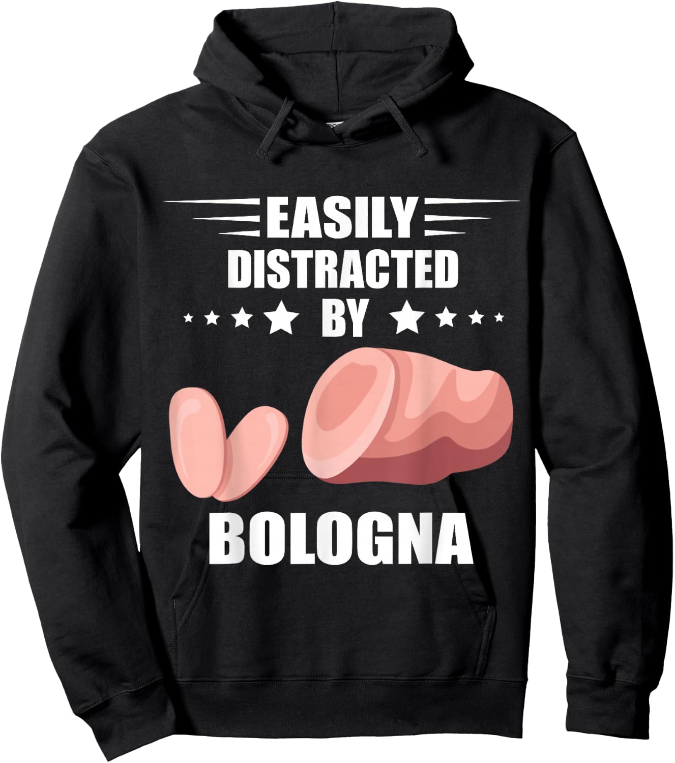 Meat Bologna Sandwich Baloney Easily Distracted Bologna Hoodie - Hoodie | Black