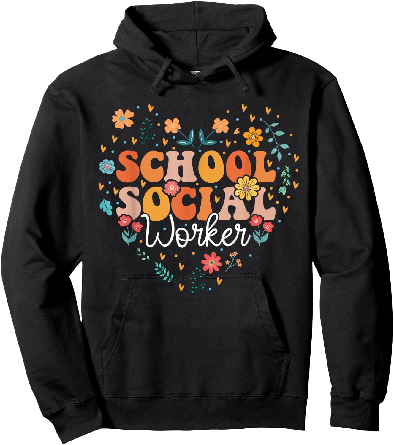 School Social Worker groovy retro Funny Social Work Hoodie - Hoodie | Black