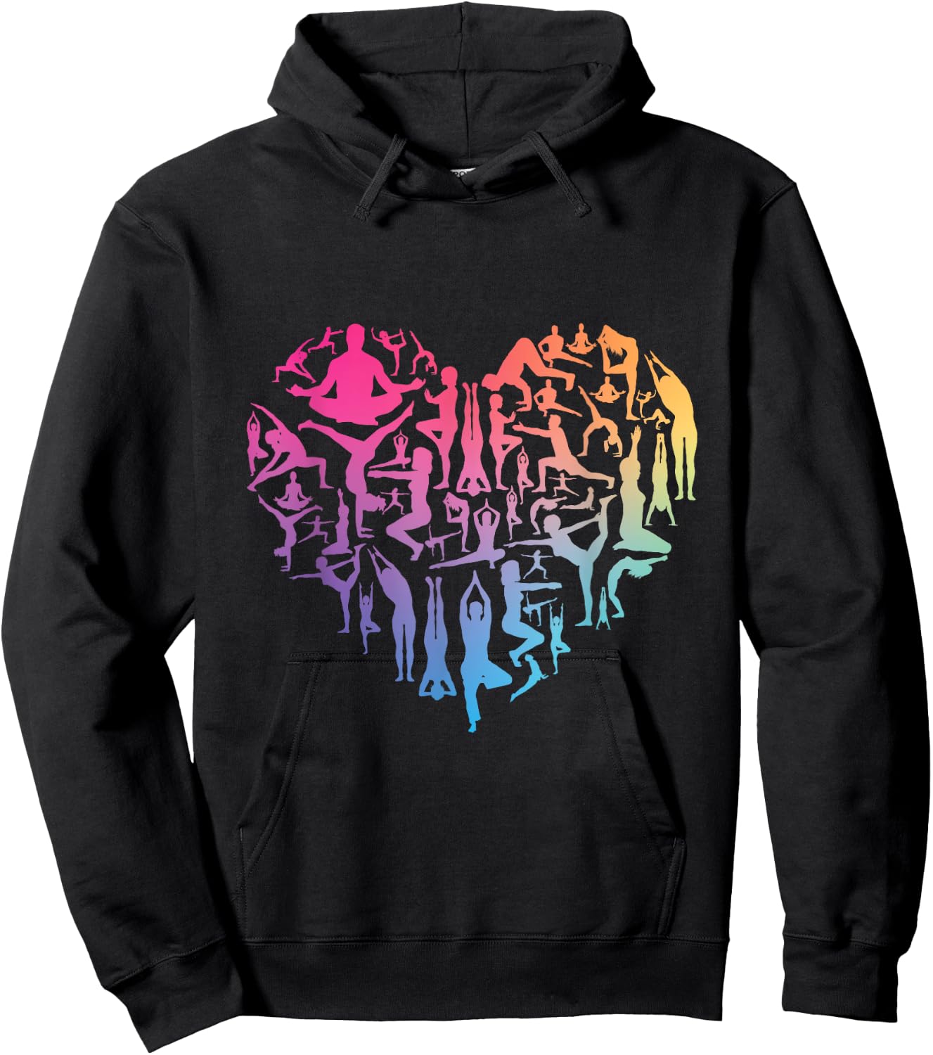 Love Yoga heart meditation pose men girl women Zen Spiritual Hoodie - Hoodie | Black