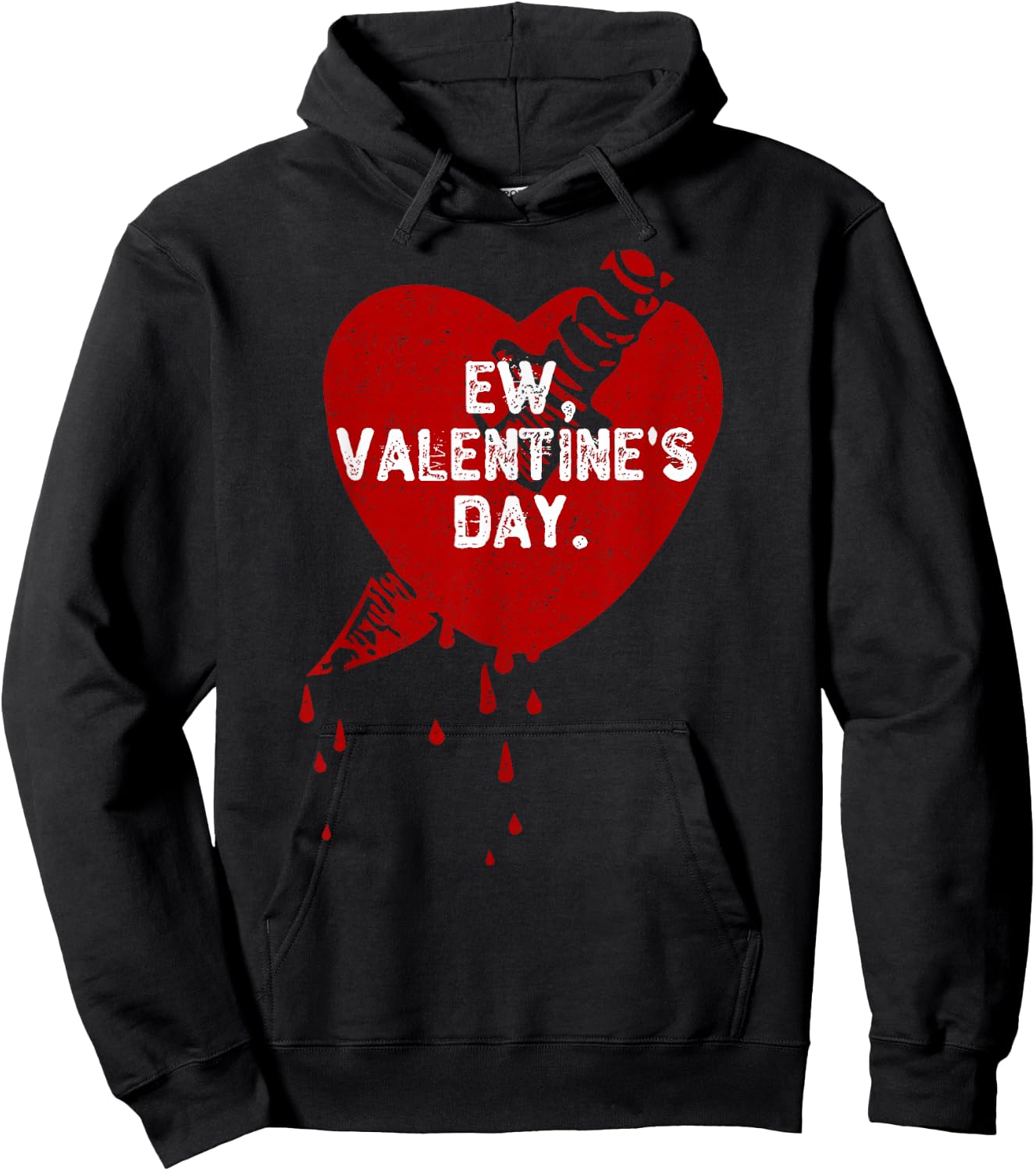 Ew Valentine's Day Haters Funny Anti Valentines Day Ew Gross Hoodie - Hoodie | Black