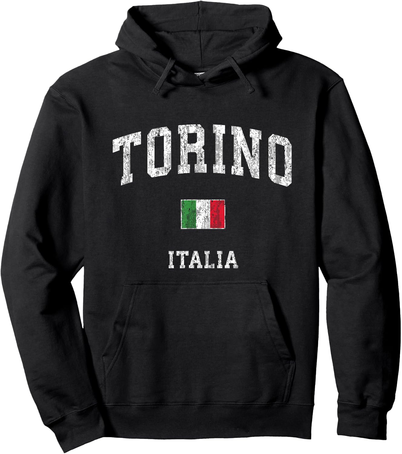 Turin Italy Torino Italia Vintage Athletic Sports Design Hoodie - Hoodie | Black