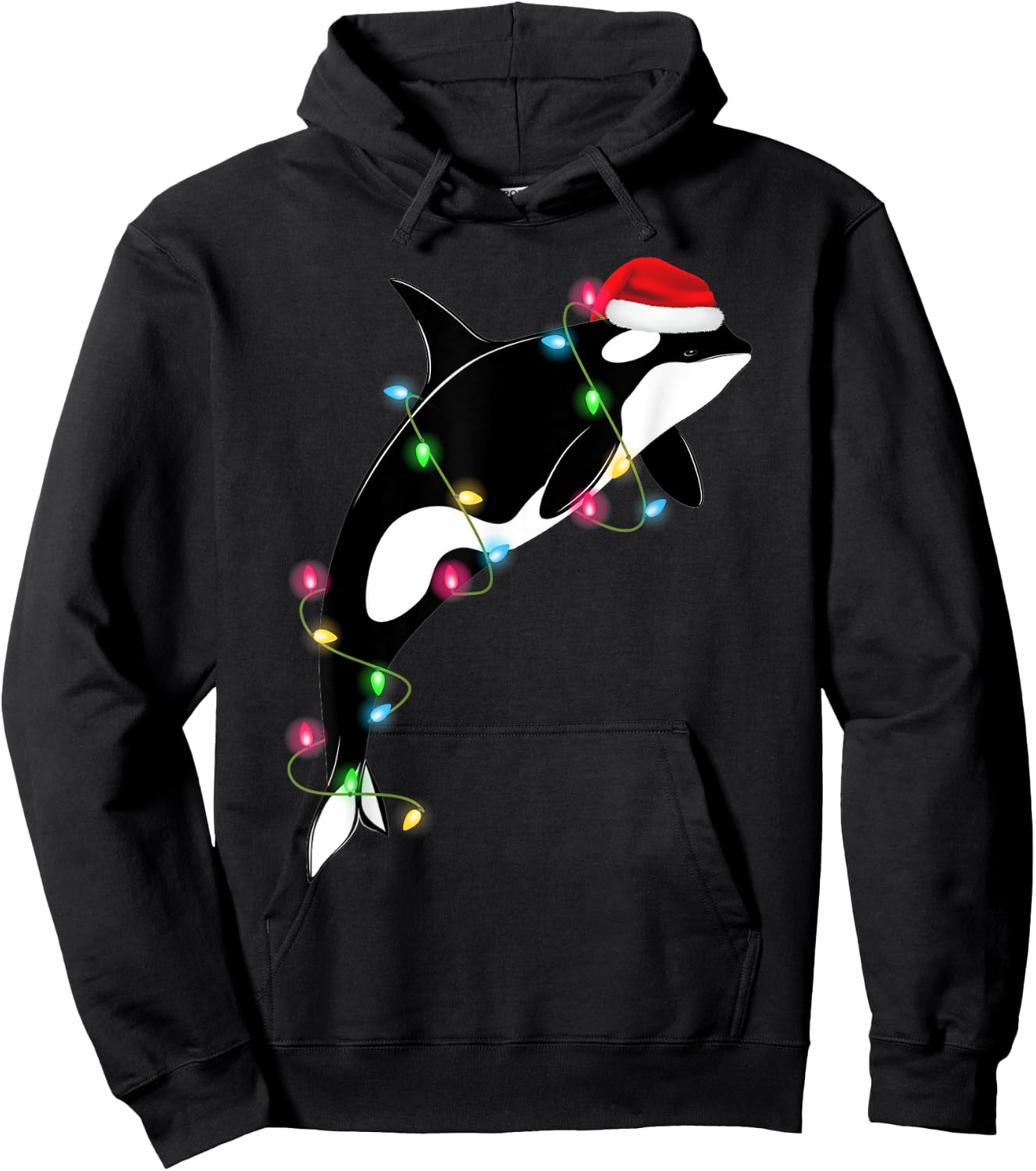 Funny Orca Killer Whale Santa Hat Christmas Sea Animals Hoodie - Hoodie | Black
