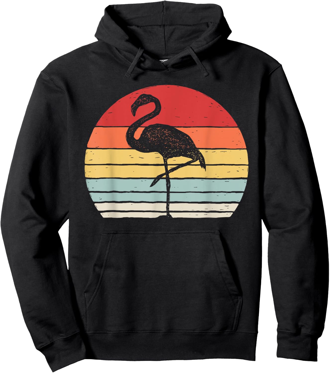 Vintage Retro Flamingo Hoodie - Hoodie | Black