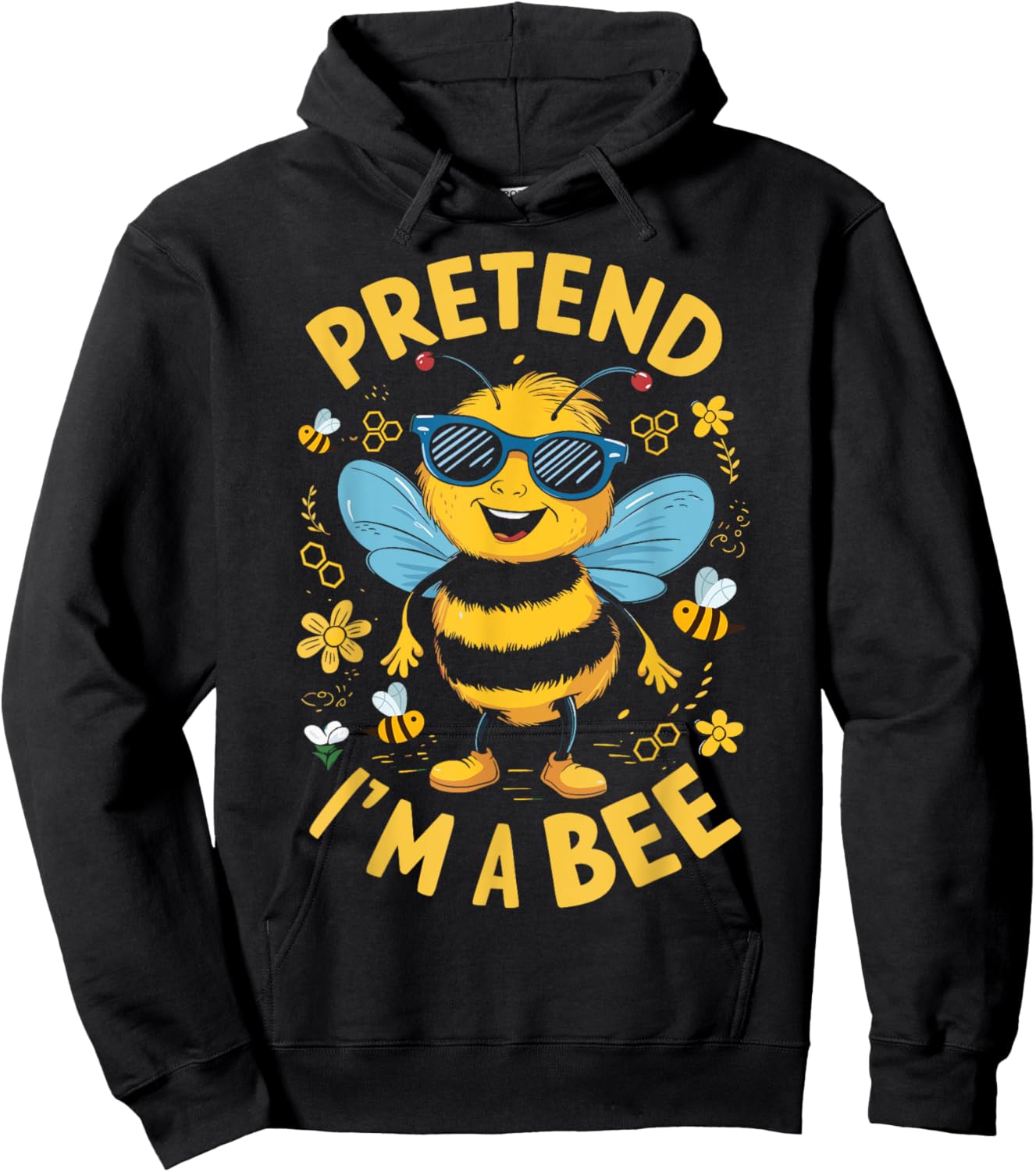 Pretend I'm A Bee Funny Lazy Halloween Matching Costume Hoodie - Hoodie | Black