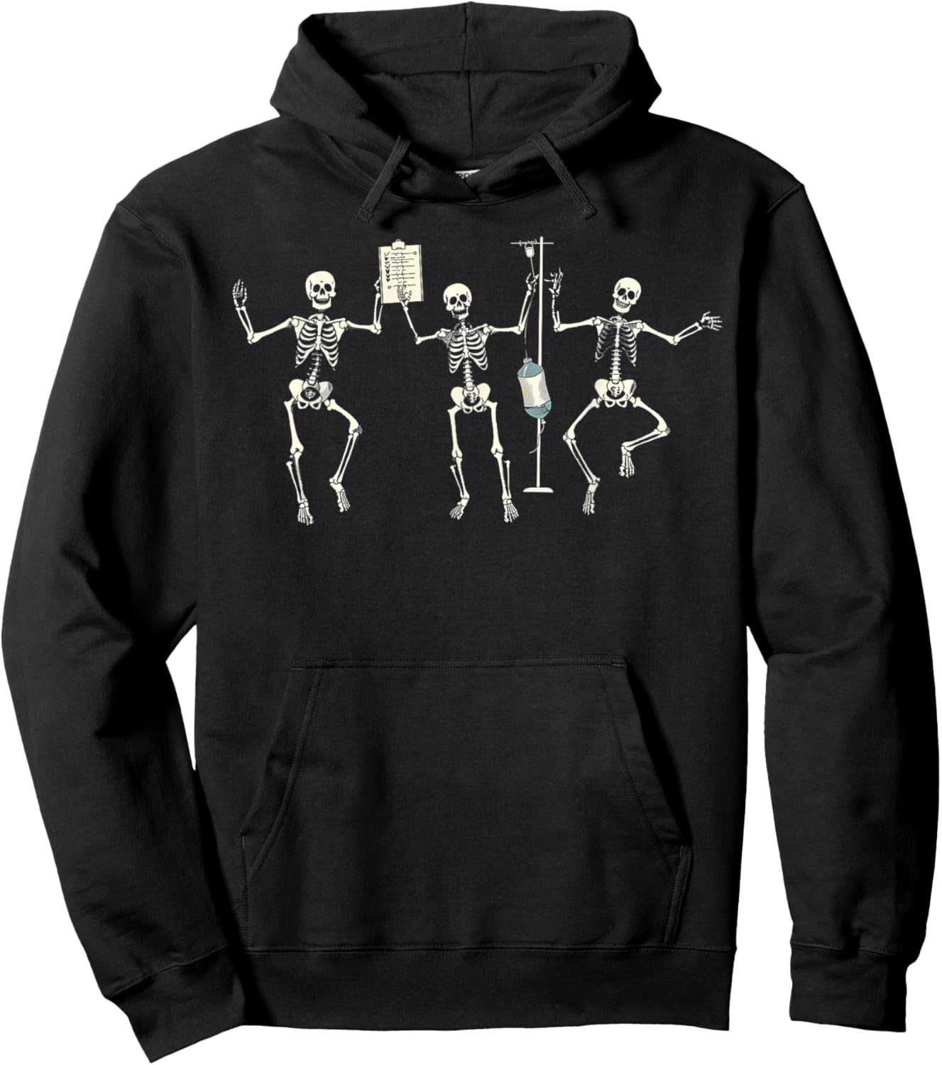 Funny Nurse Skeleton Halloween Healthcare Crew Skeleton Hoodie - Hoodie | Black