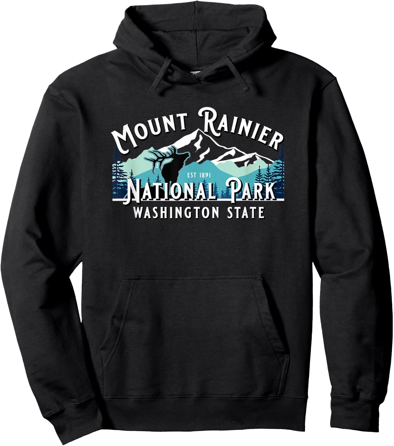 Vintage Mount Rainier National Park Washington Souvenir Hoodie - Hoodie | Black