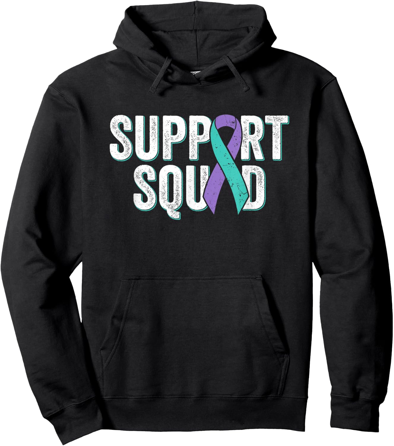 Suicide Prevention Support Squad - Teal Purple Awareness Hoodie - Hoodie | Black