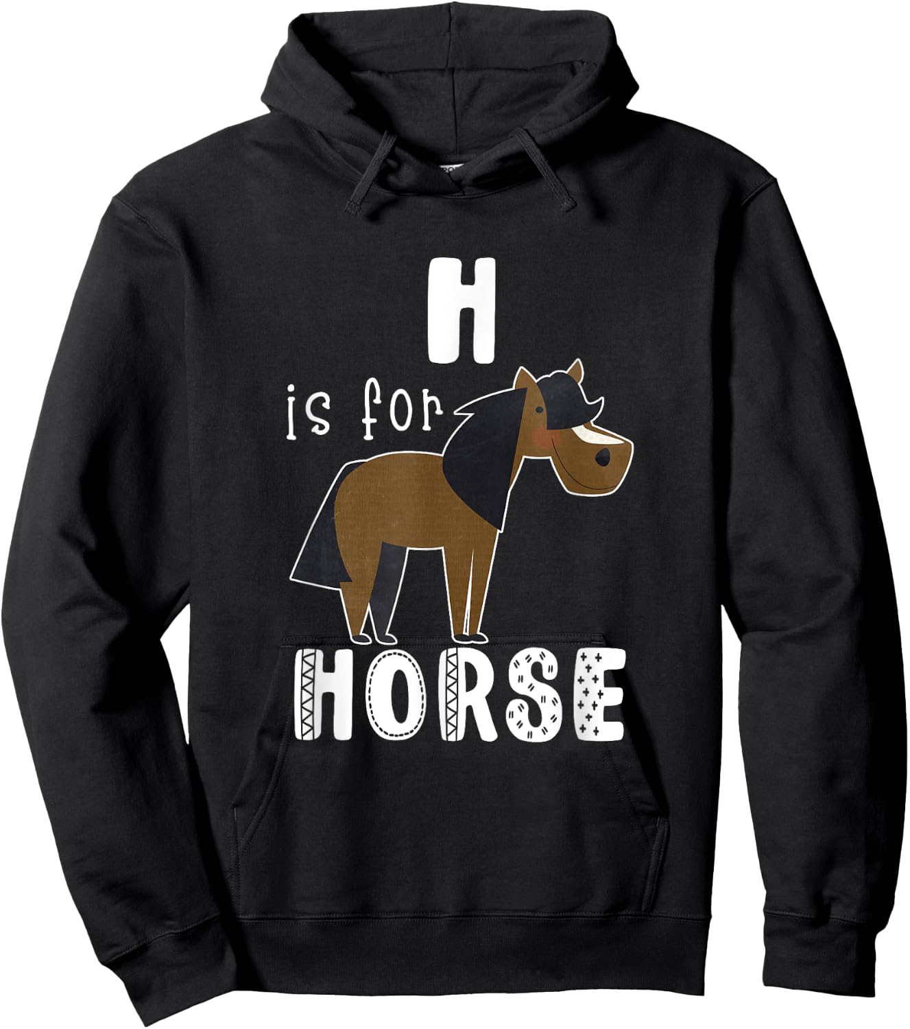 Horse Letter H Alphabet Hoodie - Hoodie | Black