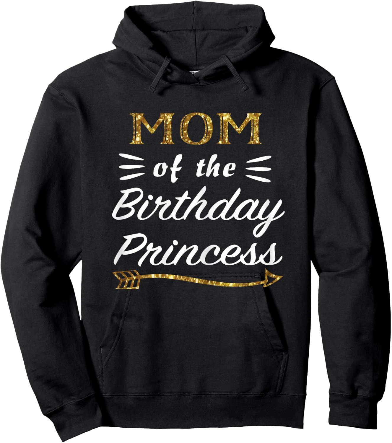 Mom of the Birthday Princess Matching Family Gold Design Hoodie - Hoodie | Black