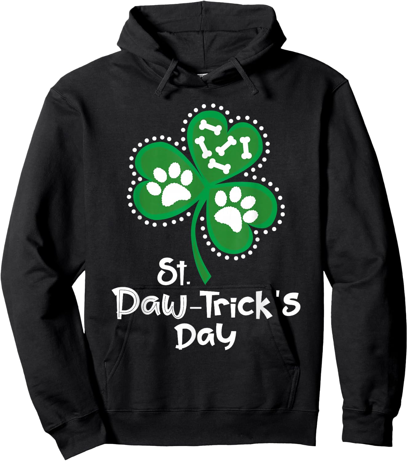 St Patrick's Day Gifts for Dog Lovers Paw Print Dog Owner Jersey Hoodie - Hoodie | Black