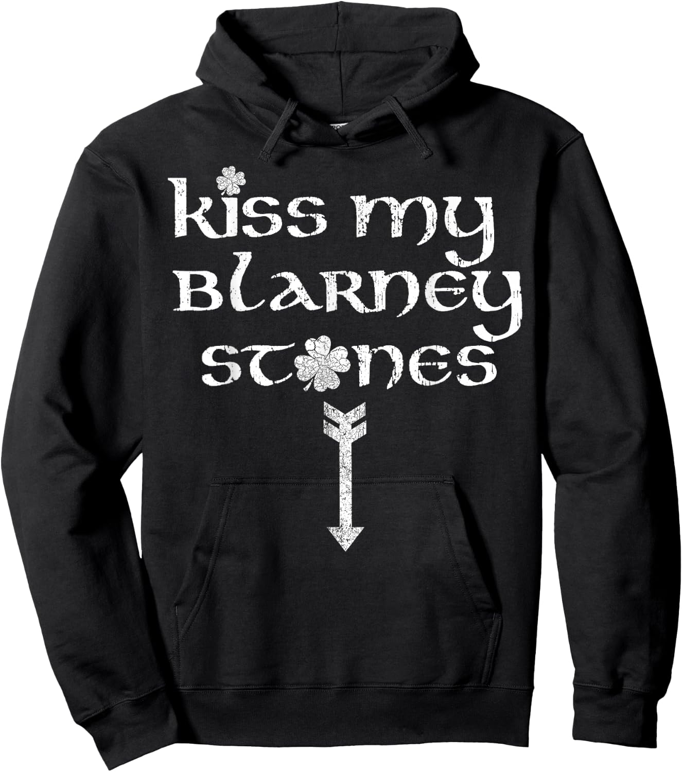 Funny St. Patrick's Day Kiss My Blarney Stones Vintage Hoodie - Hoodie | Black