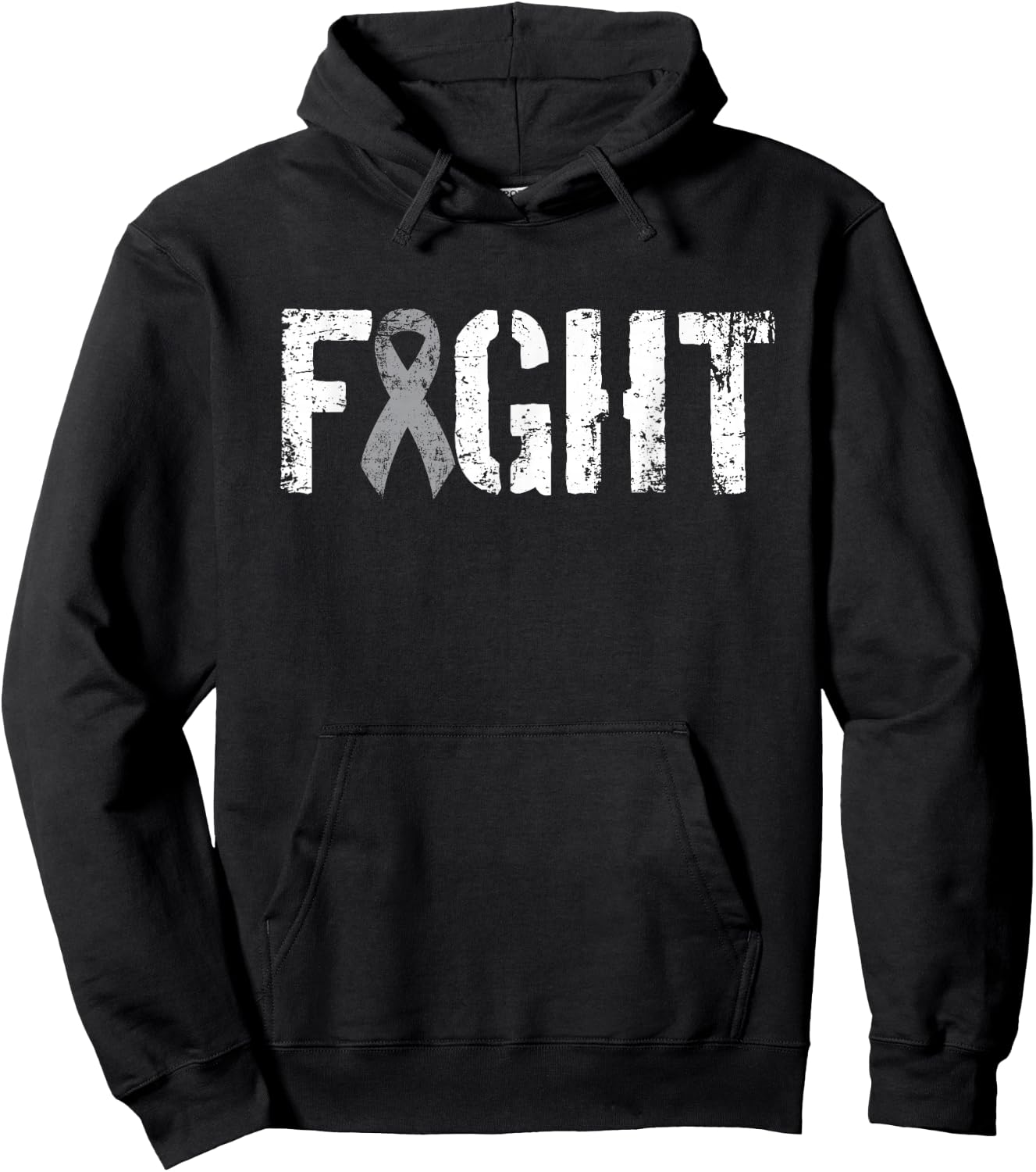 Fight Brain Cancer - Gray Tumor Awareness Ribbon Hoodie - Hoodie | Black
