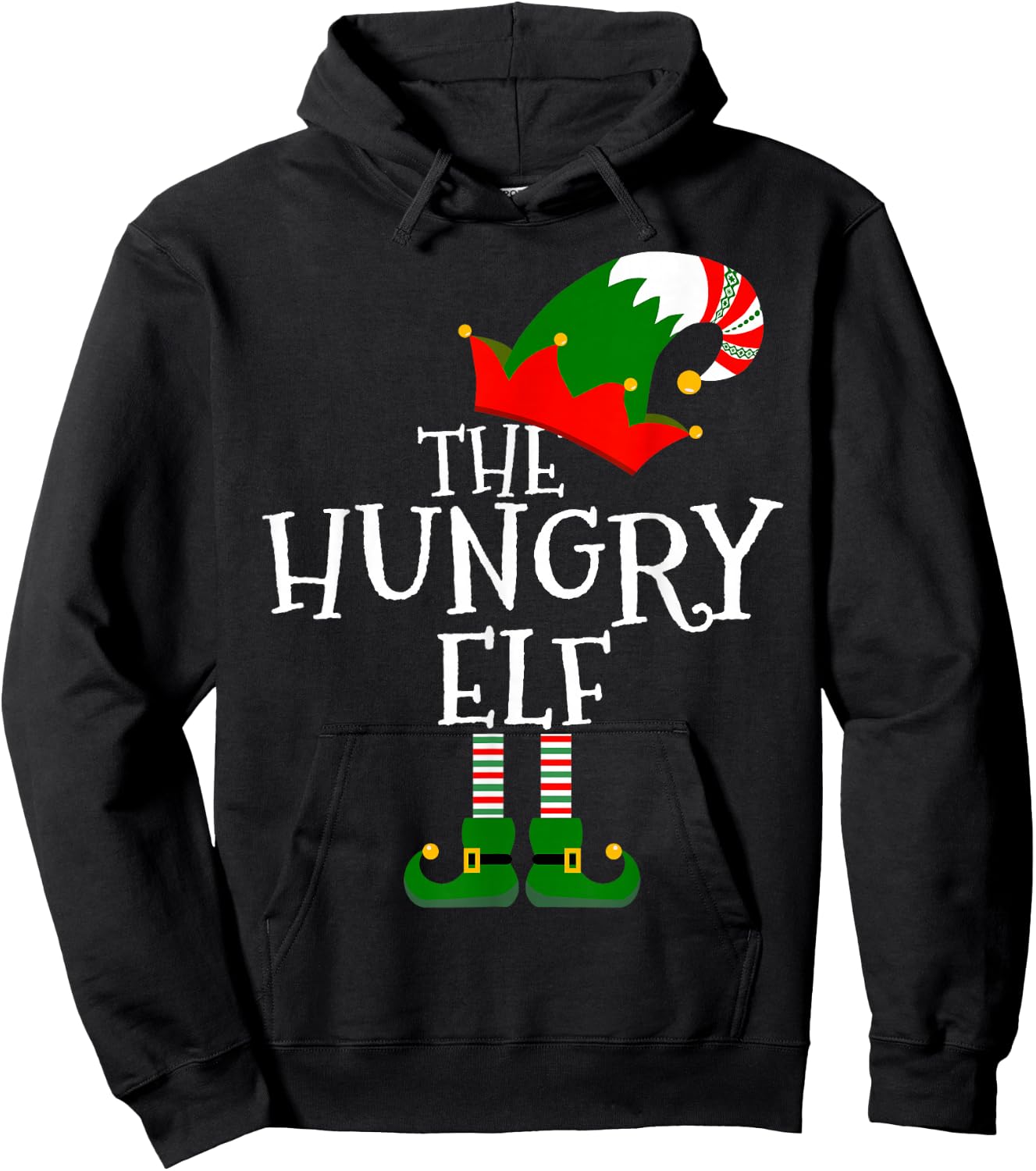 Funny The Hungry Elf Matching Family Group Gift Christmas Hoodie - Hoodie | Black
