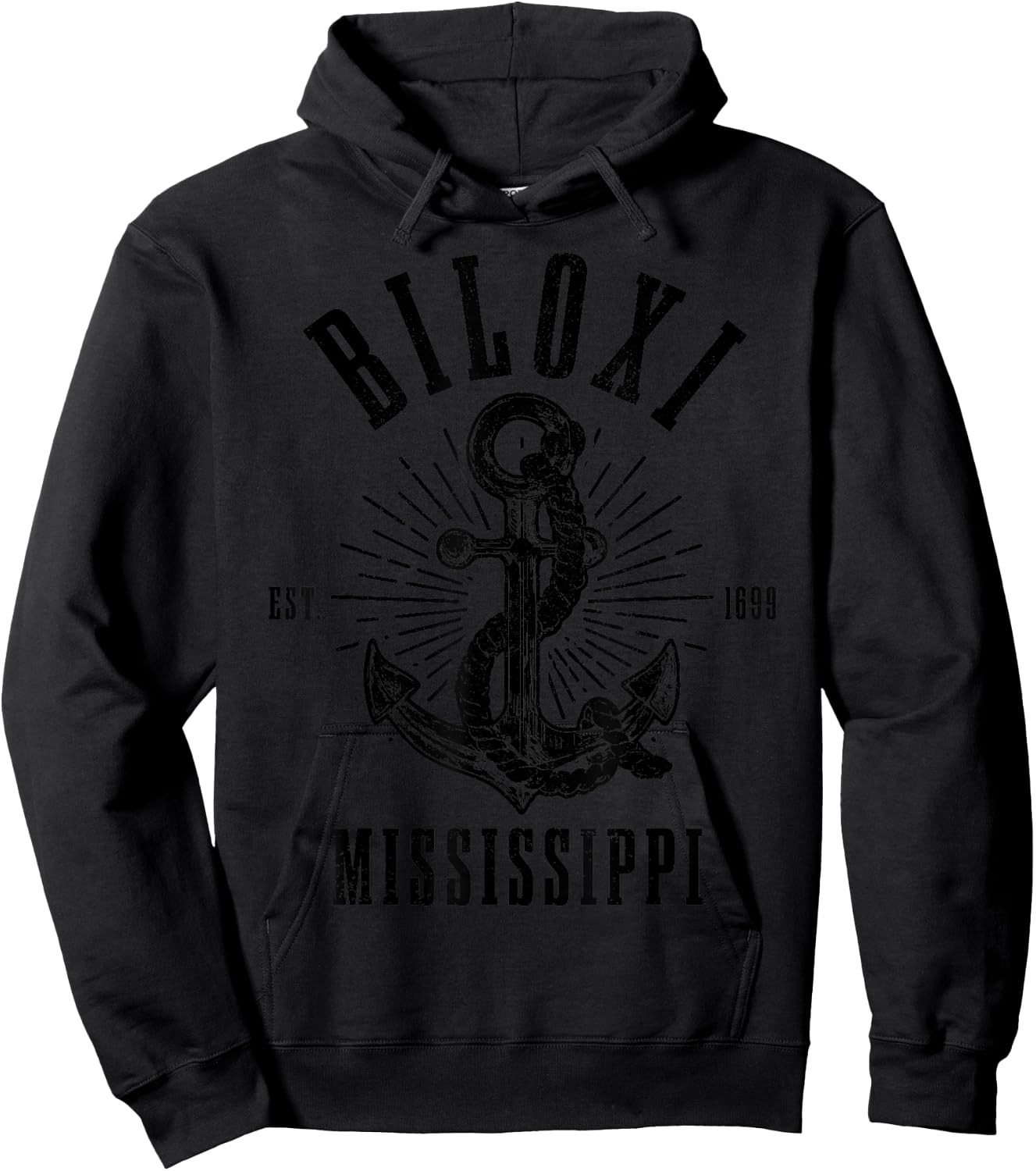 Biloxi Mississippi Anchor Vintage USA America Souvenir Hoodie - Hoodie | Black