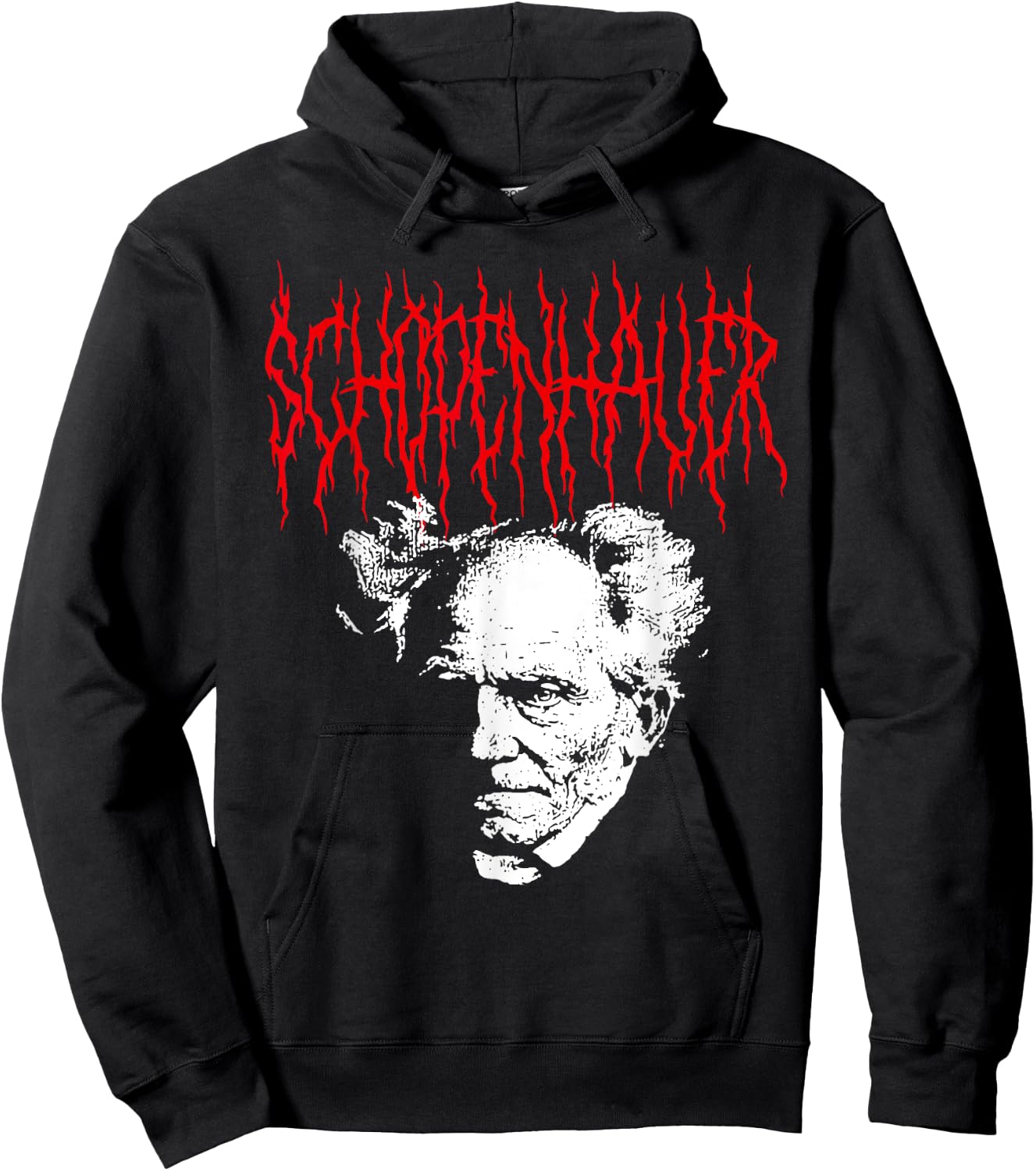 Arthur Schopenhauer Death-Metal Style Philosophy Design Hoodie - Hoodie | Black