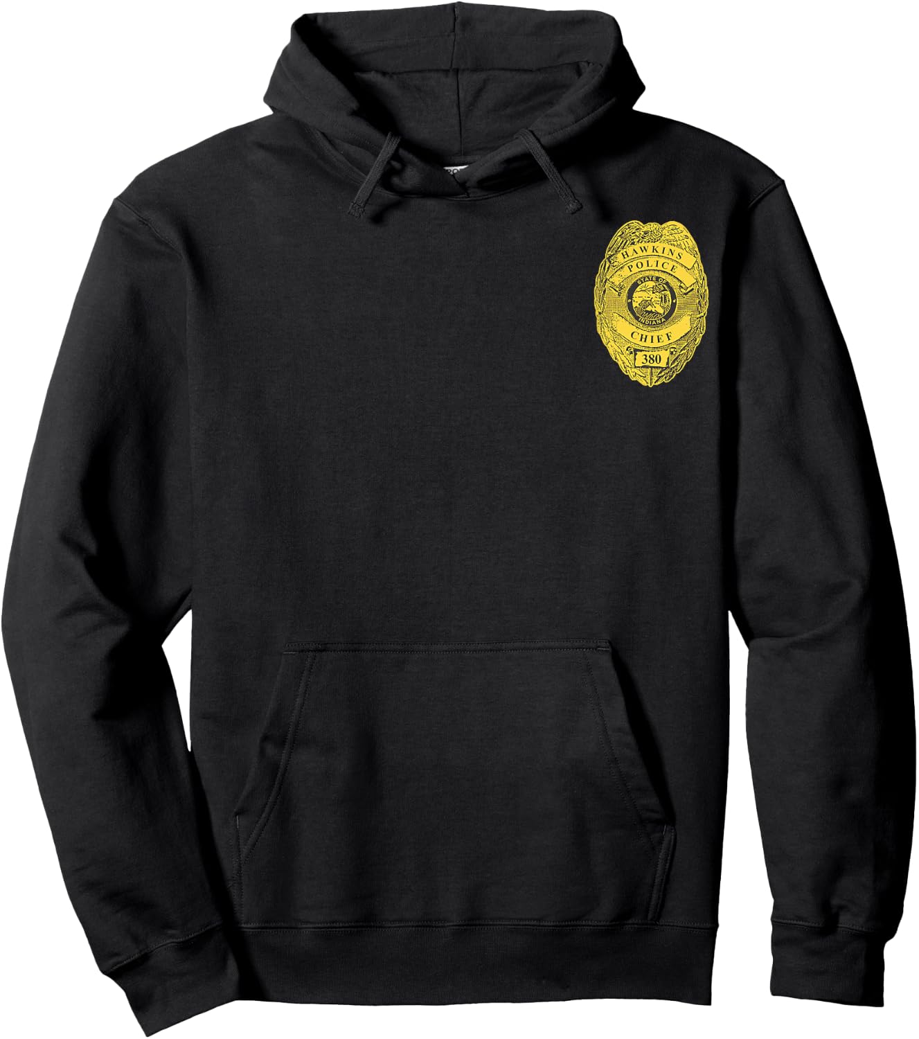 Netflix Stranger Things Hawkins Police Left Chest Badge Hoodie - Hoodie | Black