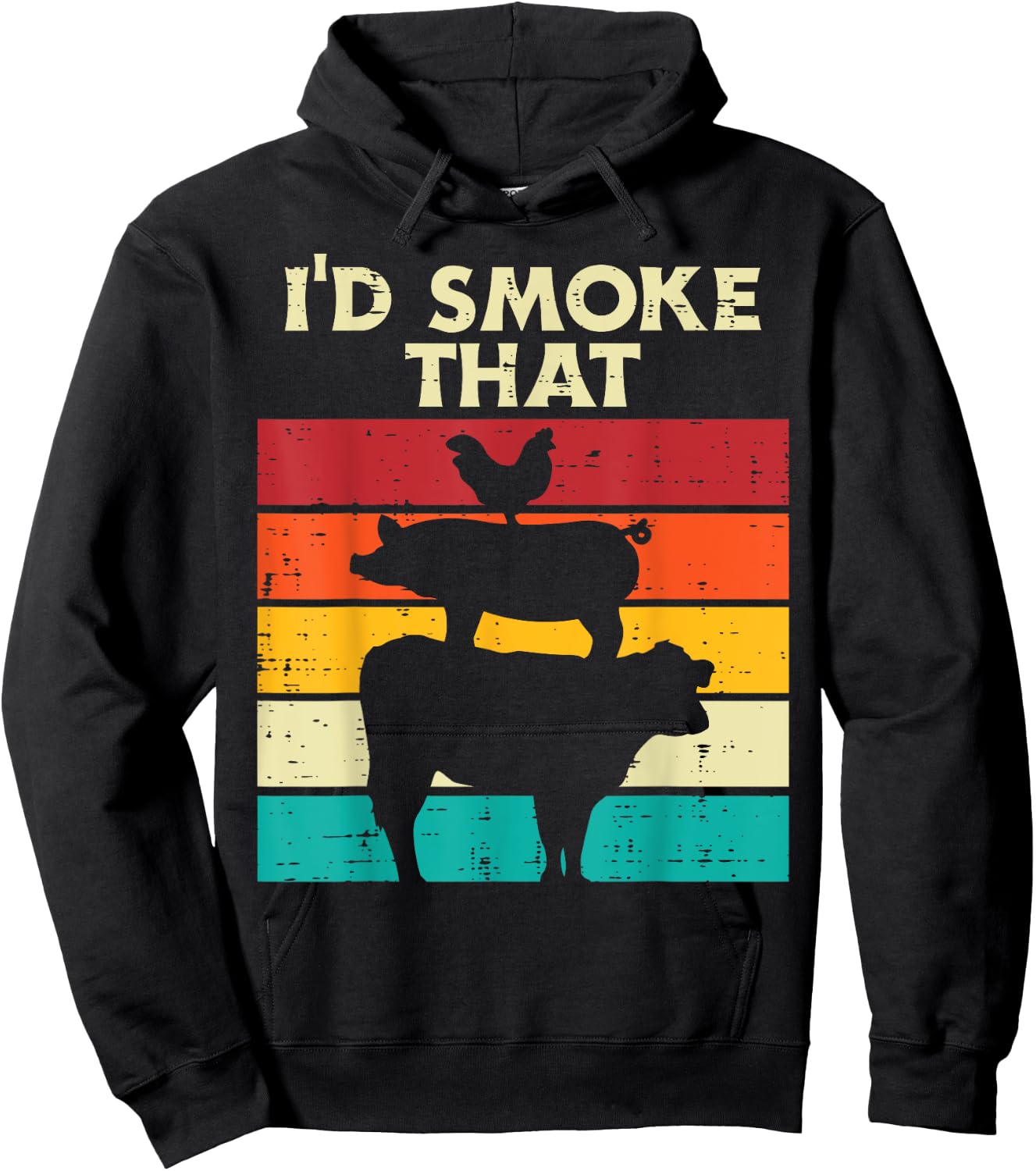 Id Smoke That Chicken Pork Beef Retro Meat Smoking Bbq Grill Hoodie - Hoodie | Black