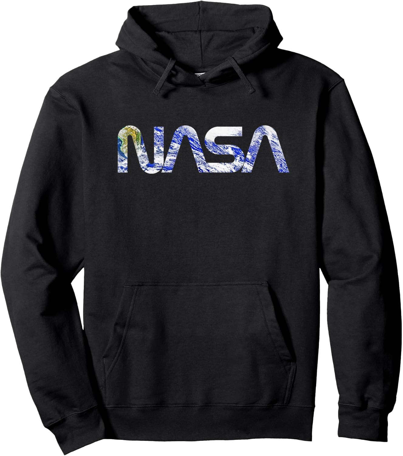 NASA Earth Photo Filled Worm Logo Space Science Hoodie - Hoodie | Black