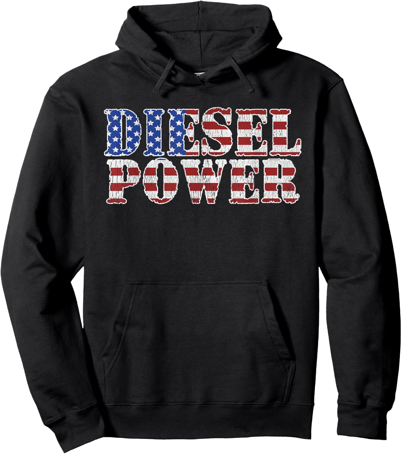 Diesel Power American Flag Funny Truck Mechanic Gift Hoodie - Hoodie | Black