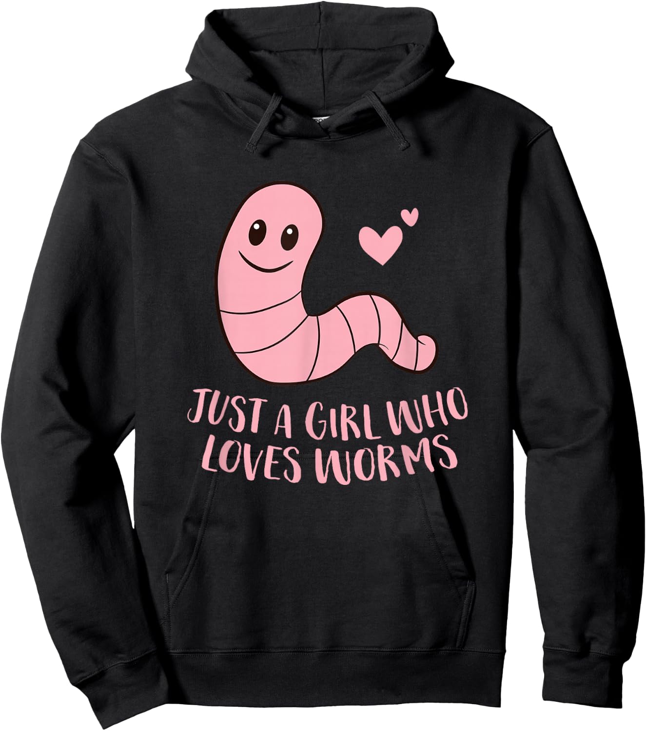 Just a Girl Who Loves Worms Cute Worm Girl Small Hoodie - Hoodie | Black