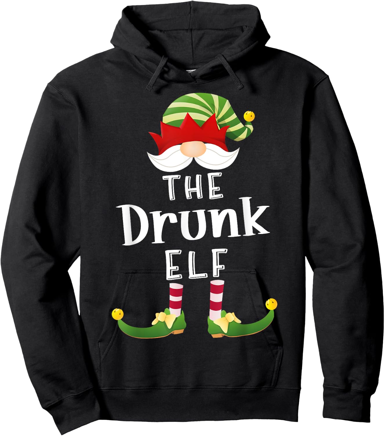 Drunk Elf Group Christmas Funny Pajama Party Hoodie - Hoodie | Black