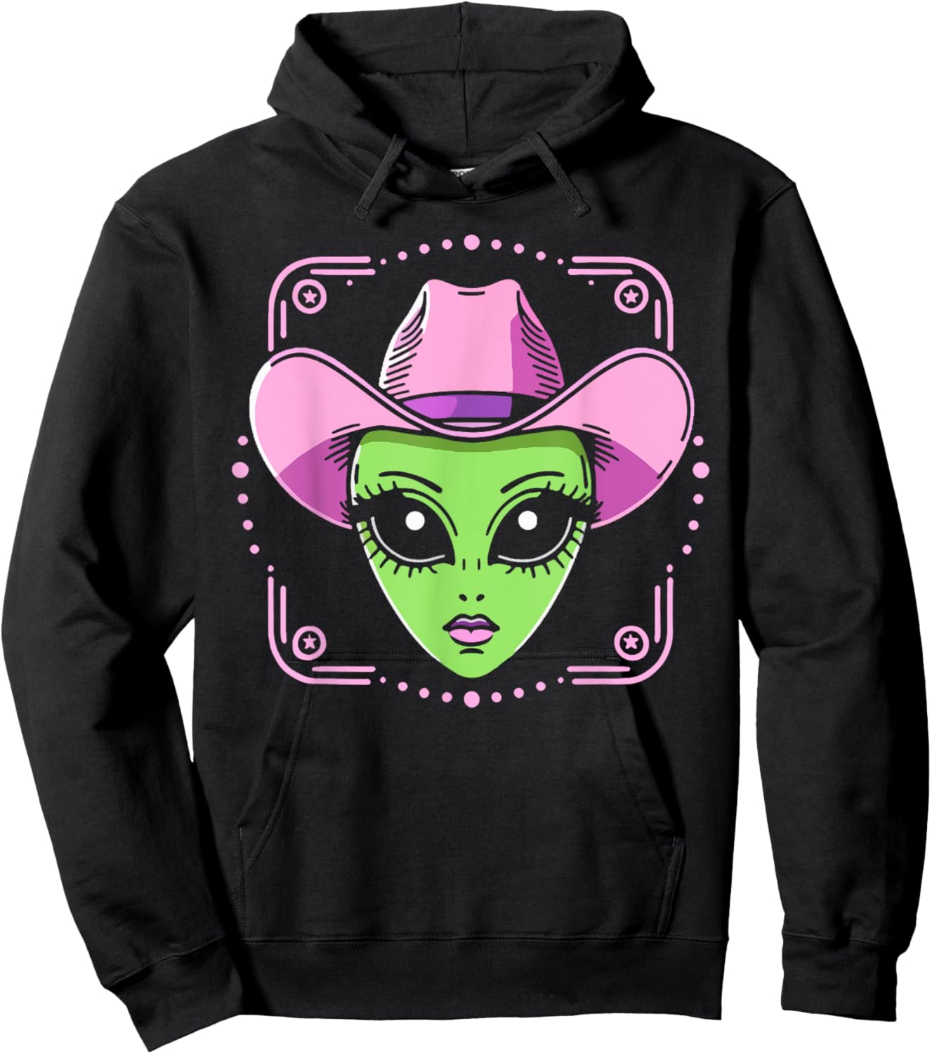 Alien Cowgirl Has Space Western UFO Howdy Rodeo Country Hoodie - Hoodie | Black