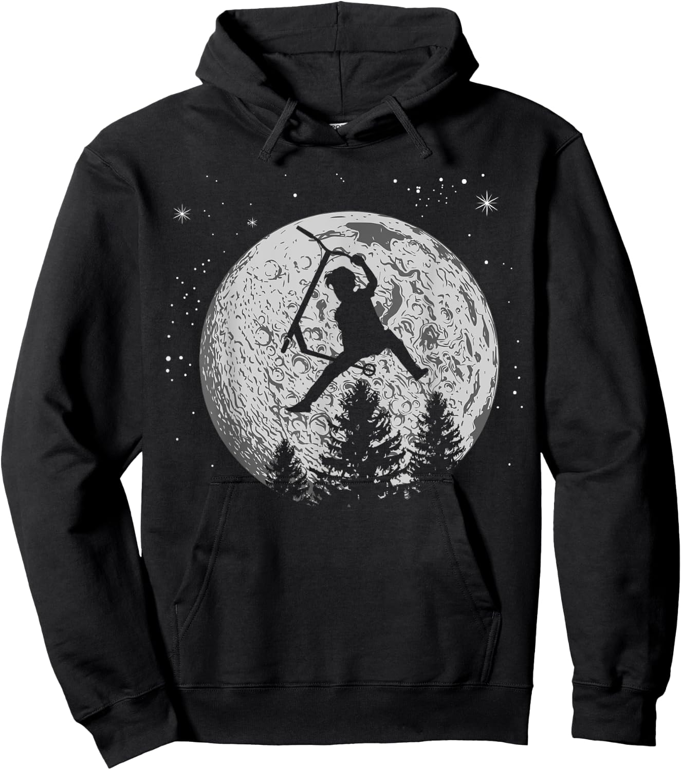 Scooter Stunt Retro Style Moon Scooter Gifts Hoodie - Hoodie | Black