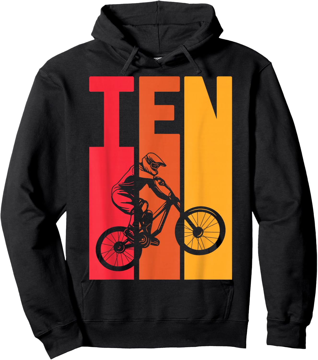 10 Year Old MTB Birthday Party Boys Downhill Mountainbike Hoodie - Hoodie | Black