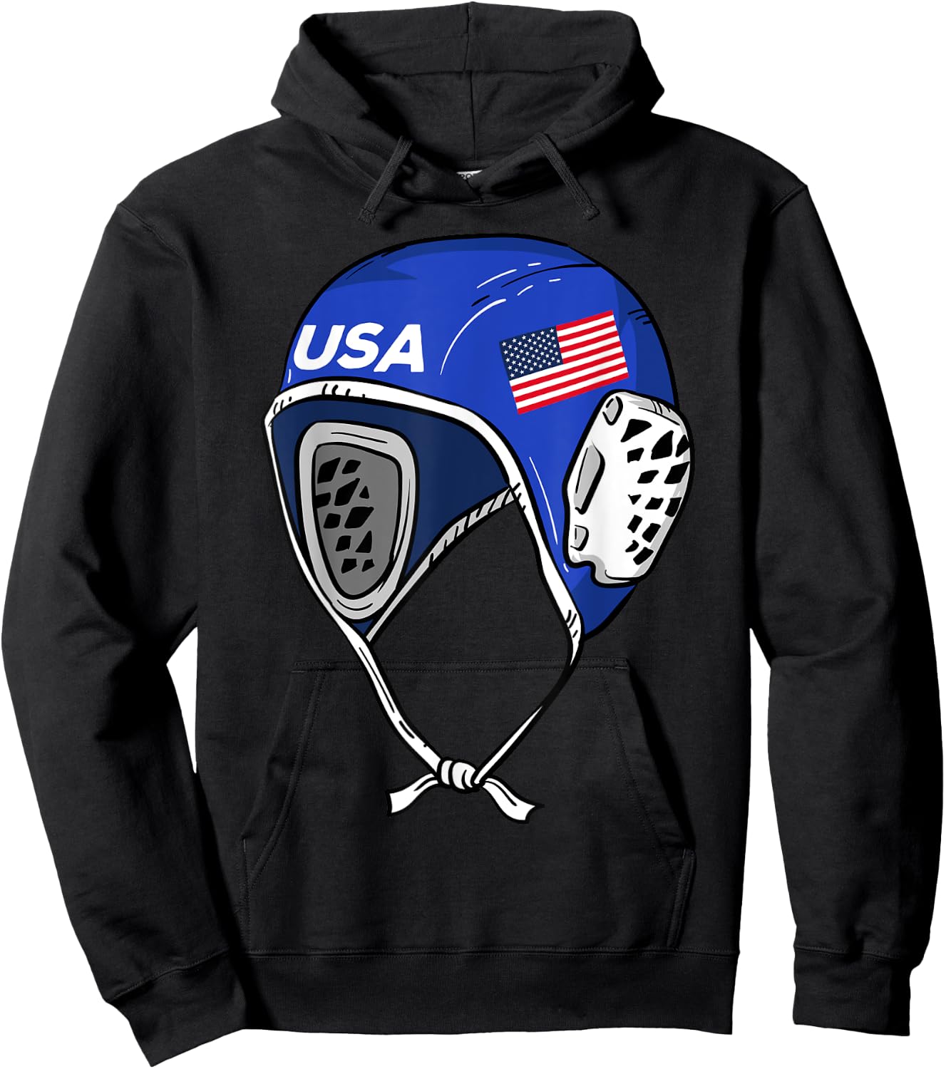 Water Polo Cap Patriotic Player American Flag Swimmer Fan Hoodie - Hoodie | Black