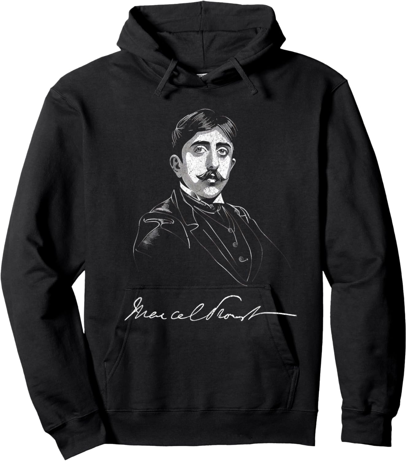 Marcel Proust with Signature For Literature Fans Hoodie - Hoodie | Black