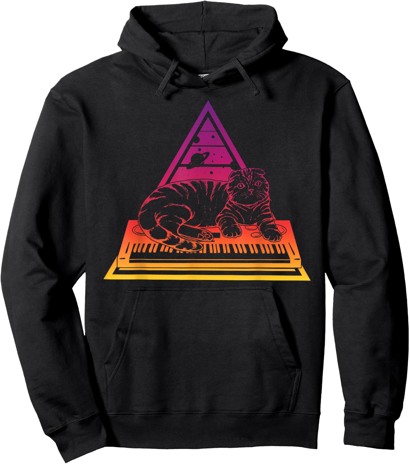 Techno Synth Analogue Cat Synthesiser Men Women Hoodie - Hoodie | Black