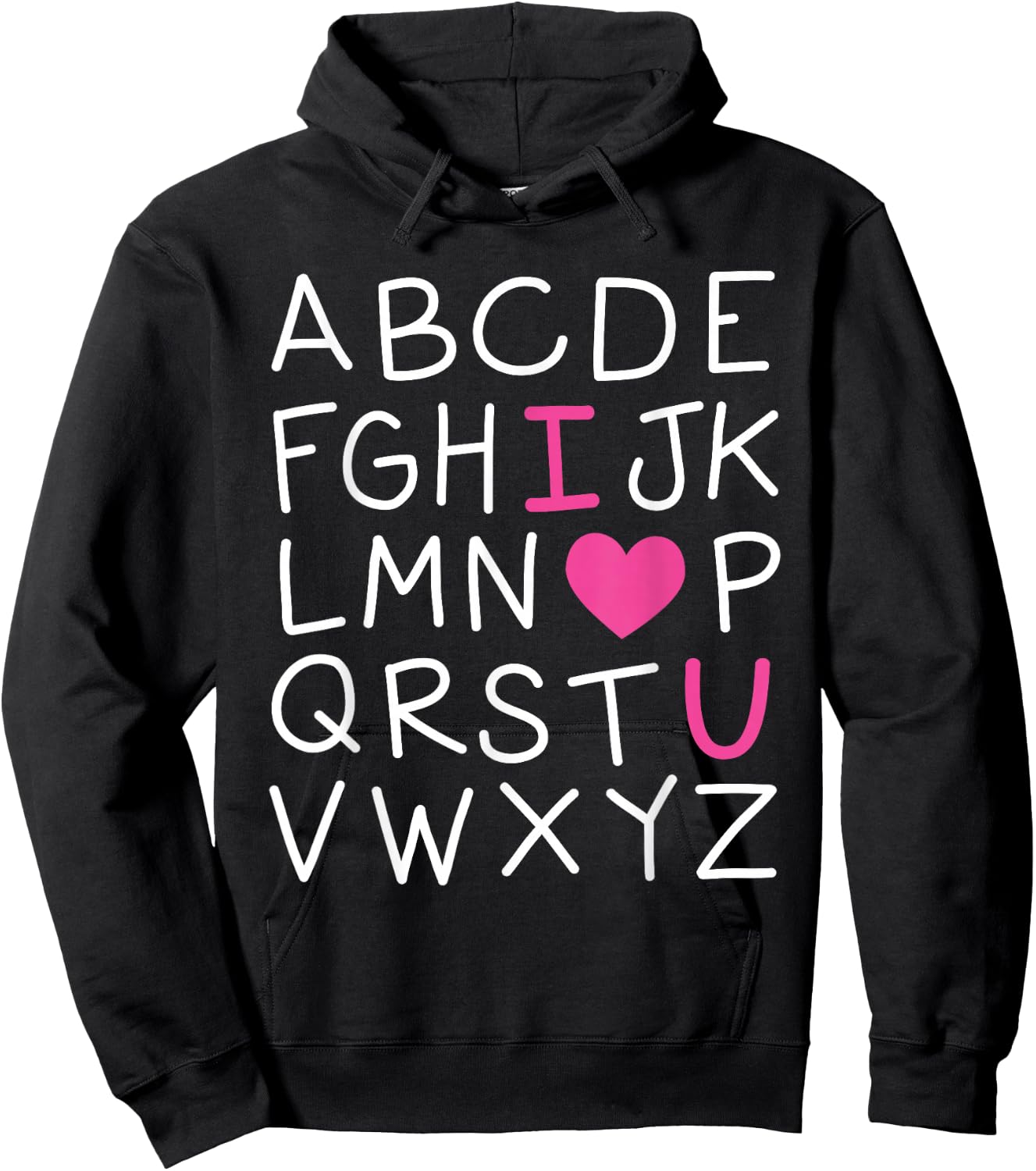 Valentines Day ABC I Love You Alphabet Teacher Girls Boys Hoodie - Hoodie | Black