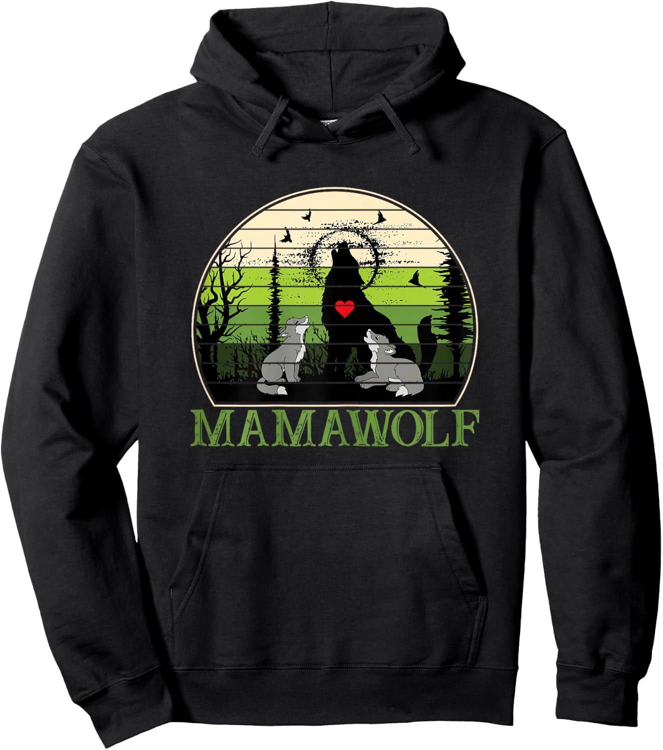 Mama Wolf Cute Mothers Day Gift Moms Hoodie - Hoodie | Black