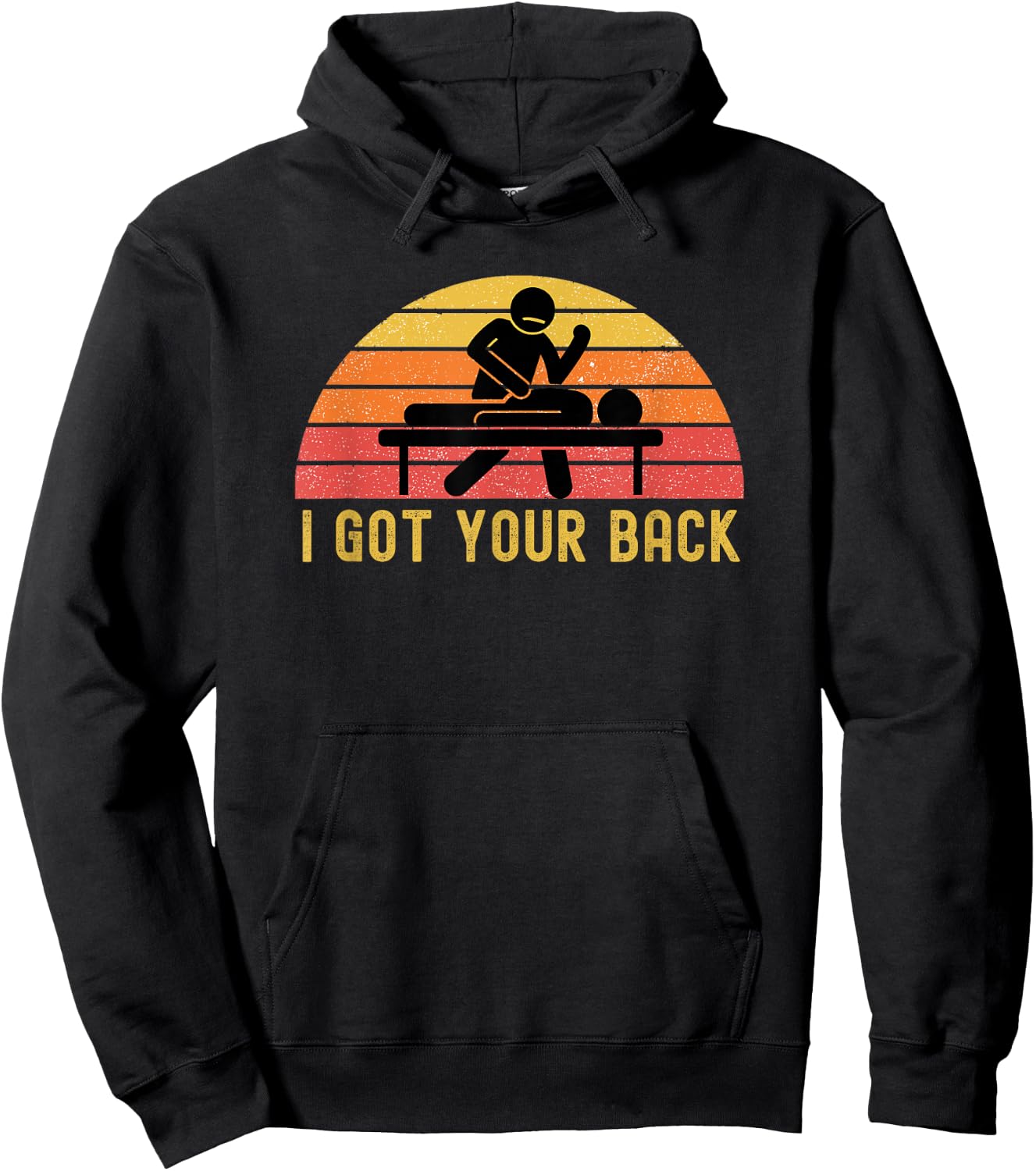 Massage Therapist I Got Your Back Massage Vintage Retro Gift Hoodie - Hoodie | Black